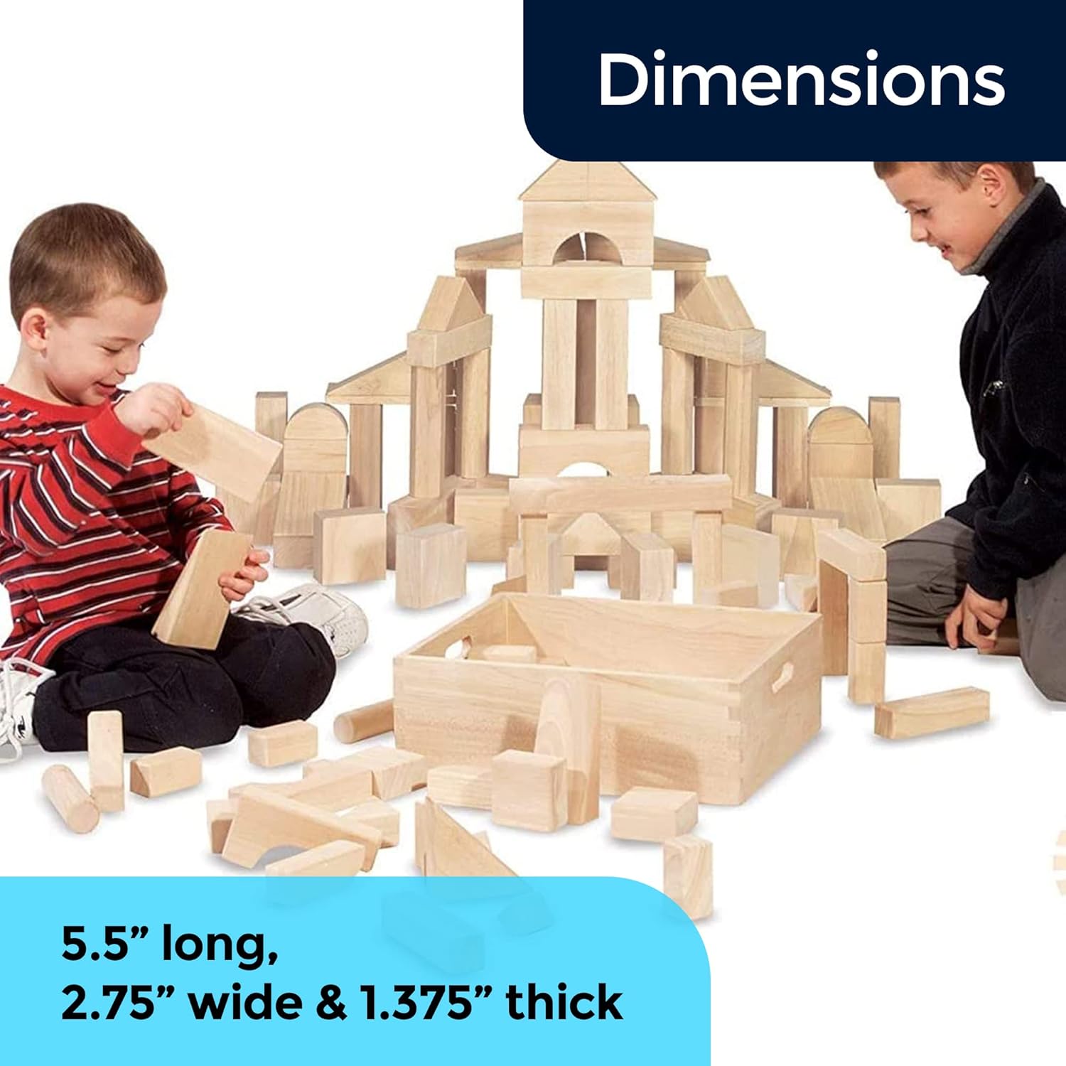 Standard Unit Building Blocks for Toddlers with Storage Tray (64 Pcs) Sanded Wood Blocks for Children, Original STEAM, and STEM Learning, Classic Wooden Toys for Kids Parties and Classrooms · v7