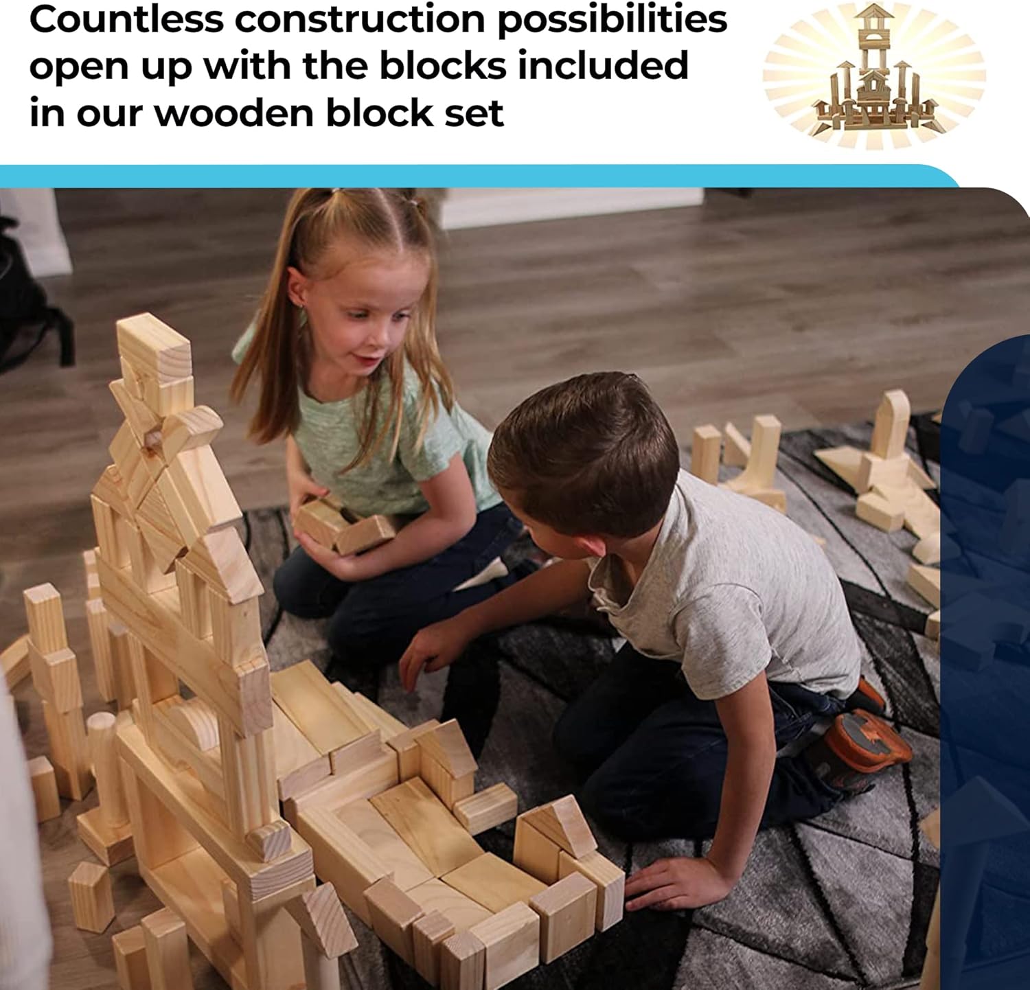 Standard Unit Building Blocks for Toddlers with Storage Tray (64 Pcs) Sanded Wood Blocks for Children, Original STEAM, and STEM Learning, Classic Wooden Toys for Kids Parties and Classrooms · v7