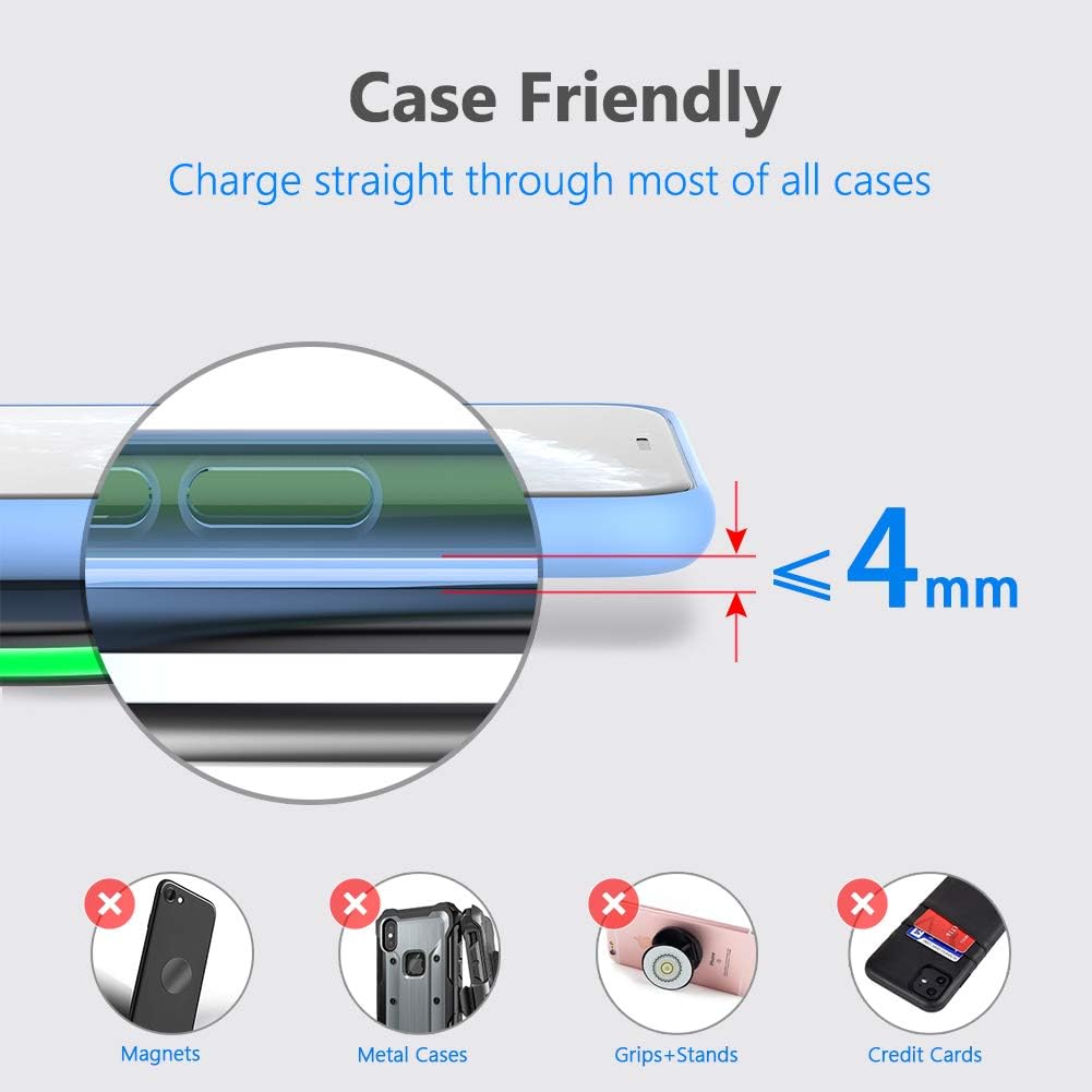 Chargeur sans fil Yootech, chargeur rapide sans fil 10 W maximum, compatible avec iPhone 16/16 Plus/16 Pro Max/15/14/13/SE 2022/12/11/X/8, Samsung Galaxy S22/S21/S20, pour AirPods Pro 2 (pas d'adaptateur secteur)