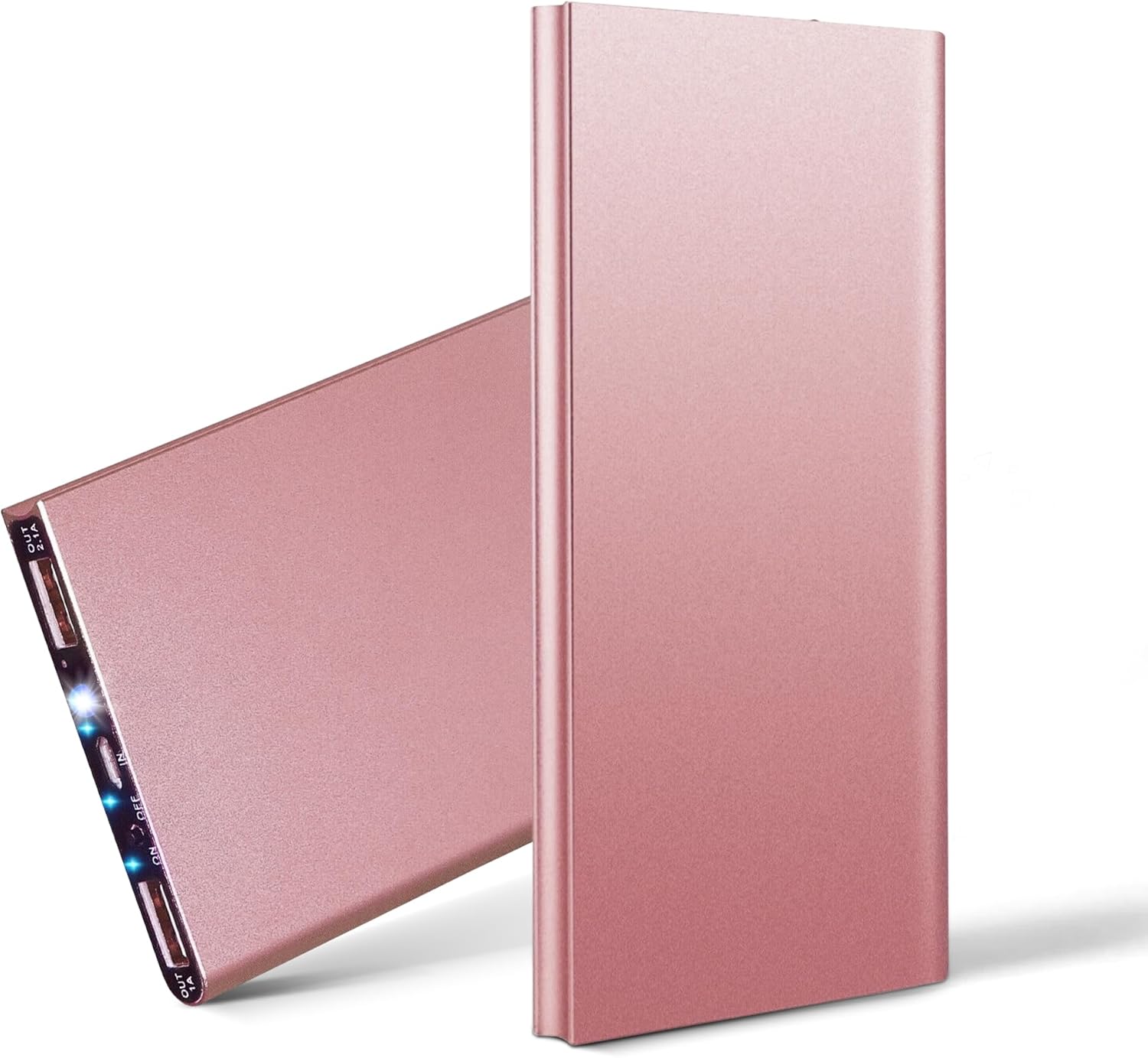 Power Bank - Chargeur portable ultra fin, 20 000 mAh, 20 W, chargeur de batterie externe portable, voiture, voyage, extérieur, secours, haute capacité avec lumière LED pour iPhone et téléphone portable Samsung (or rose)