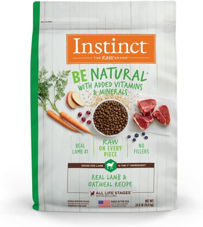 Nourriture sèche naturelle pour chiens Instinct Be Natural Real Lamb Avoine Recipe, sac de 24 livres