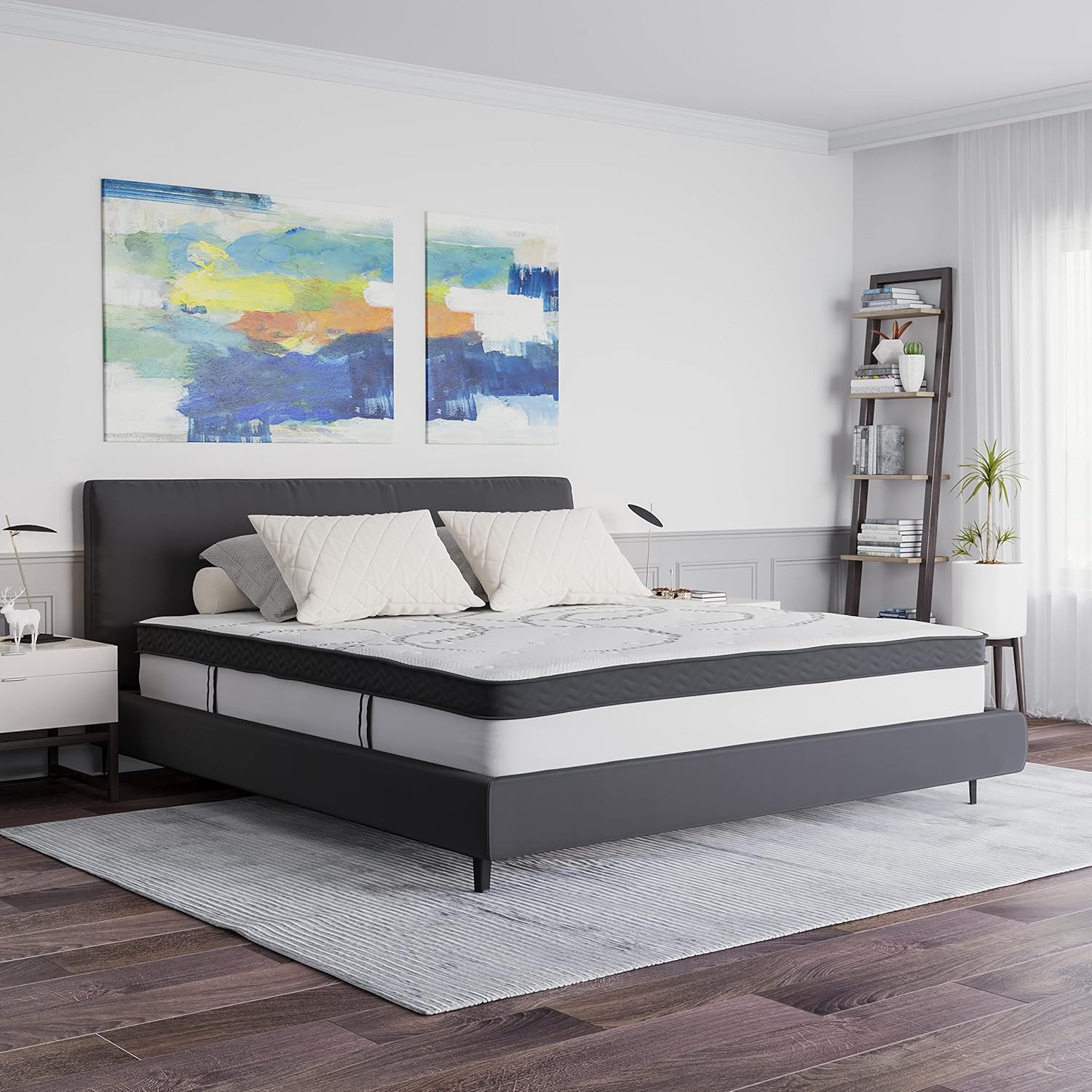 Flash Furniture Capri Comfortable Sleep 12 ハイブリッドポケットスプリング＆フォームマットレス（箱入り）、圧力緩和用フォームポケットスプリングハイブリッドマットレス、キング