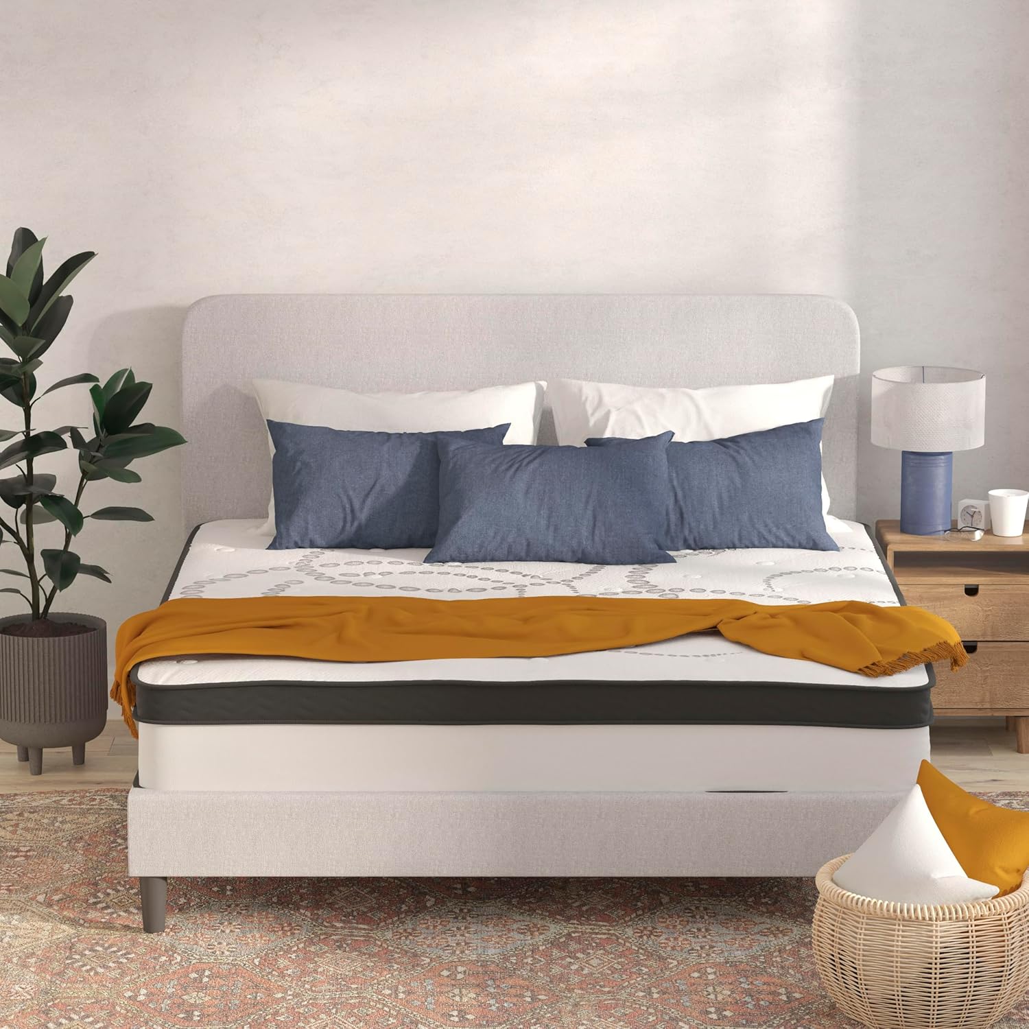 Flash Furniture Capri Comfortable Sleep 12 ハイブリッドポケットスプリング＆フォームマットレス（箱入り）、圧力緩和用フォームポケットスプリングハイブリッドマットレス、キング
