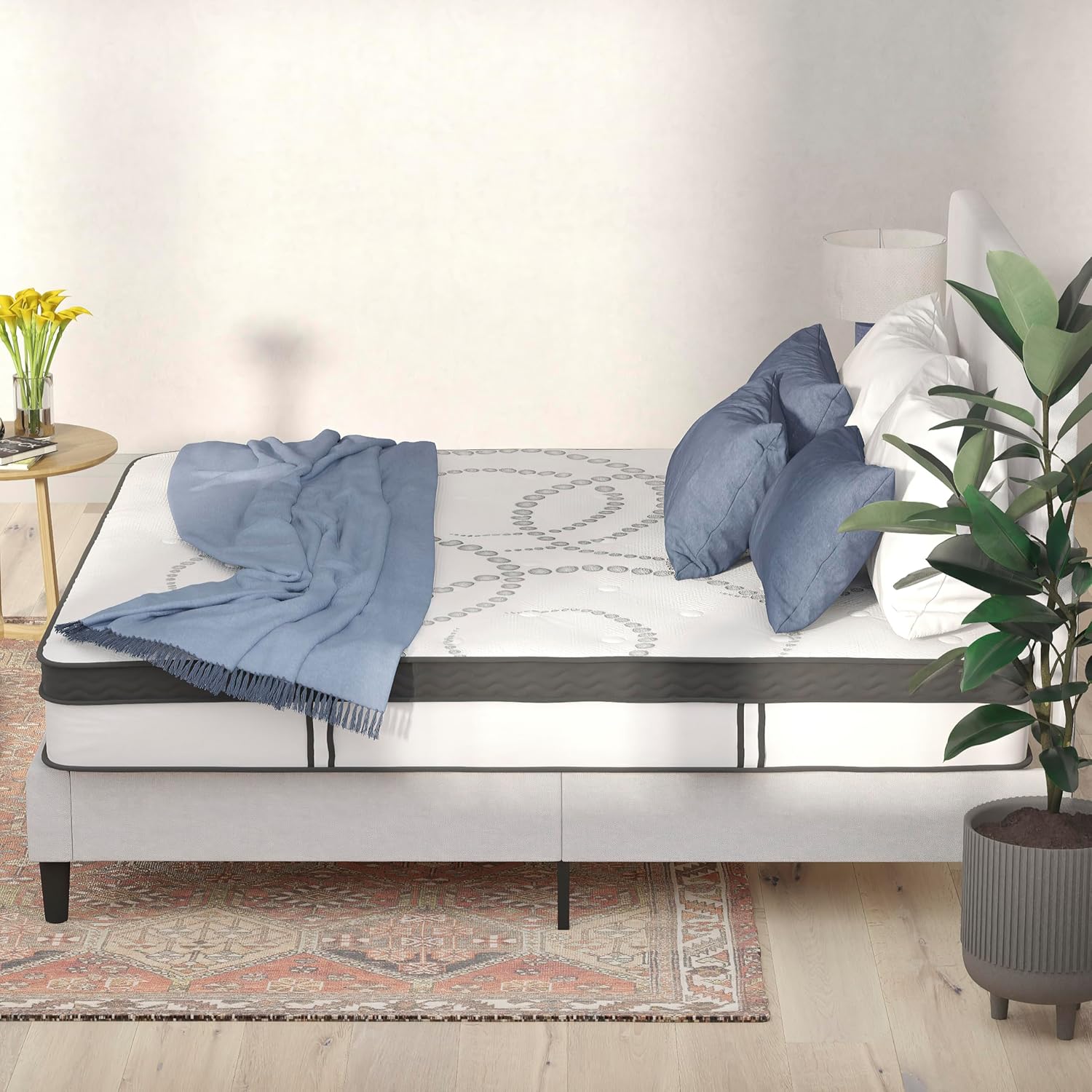 Flash Furniture Capri Comfortable Sleep 12 ハイブリッドポケットスプリング＆フォームマットレス（箱入り）、圧力緩和用フォームポケットスプリングハイブリッドマットレス、キング