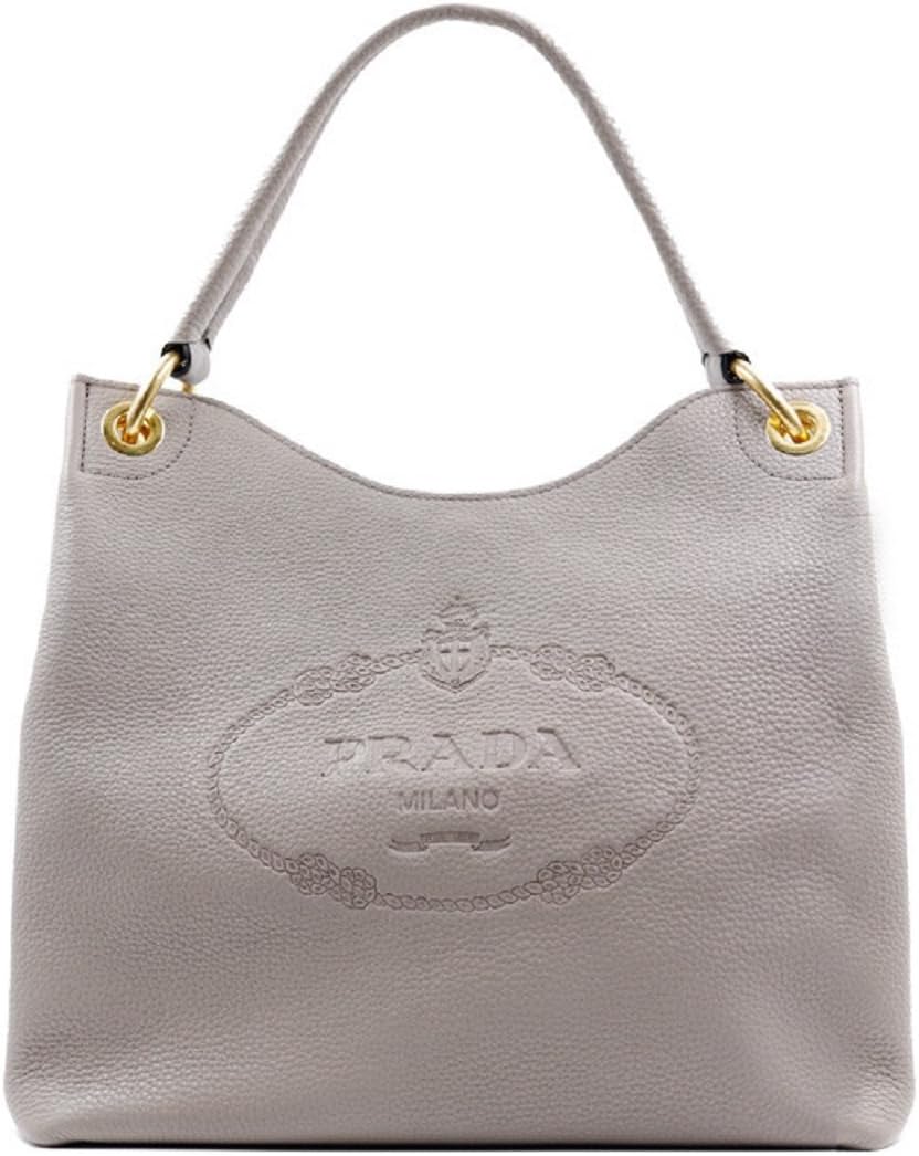 Prada Satchel Bag Handbag For Women - Womens Vitello Daino Grey Leather Satchel Bag Handbag 1BC051 Bags For Women