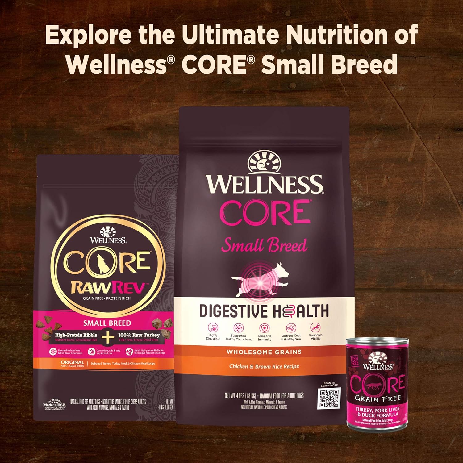 Thức ăn ướt cho chó giống nhỏ Wellness CORE Natural Grain Free Mini Meals, gà xé nhỏ, gà tây, sốt thịt, túi 3 ounce (gói 12 chiếc)