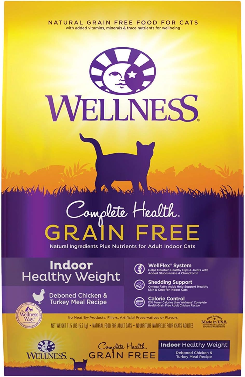 Nourriture naturelle pour animaux de compagnie Wellness, santé complète, sans céréales, recette de poulet, nourriture sèche pour chats, sac de 11,5 livres