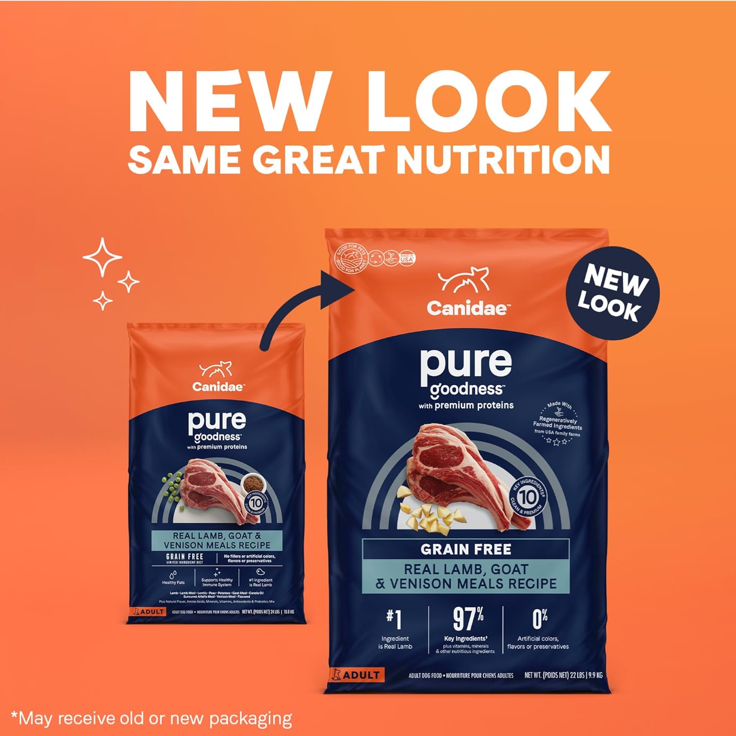Canidae Pure Real Agneau, Chèvre, Venaison, Recette de nourriture sèche pour chiens pour adultes, 22 livres