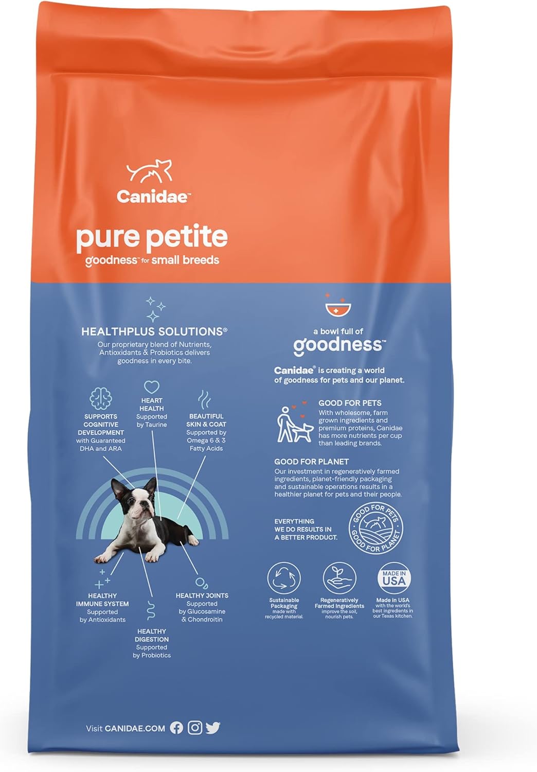 Nourriture lyophilisée et enrobée crue Canidae Pure Petite Premium pour chiots de petite race, recette de vrai saumon, 10 livres, sans céréales