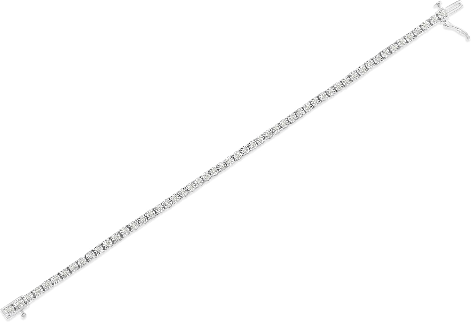 Original Classics 1.0 Cttw Miracle Set White Diamond Round Faceted Bezel Tennis Bracelet (I-J Color, I3 Clarity) - Choice of Metal Color and Size · v3
