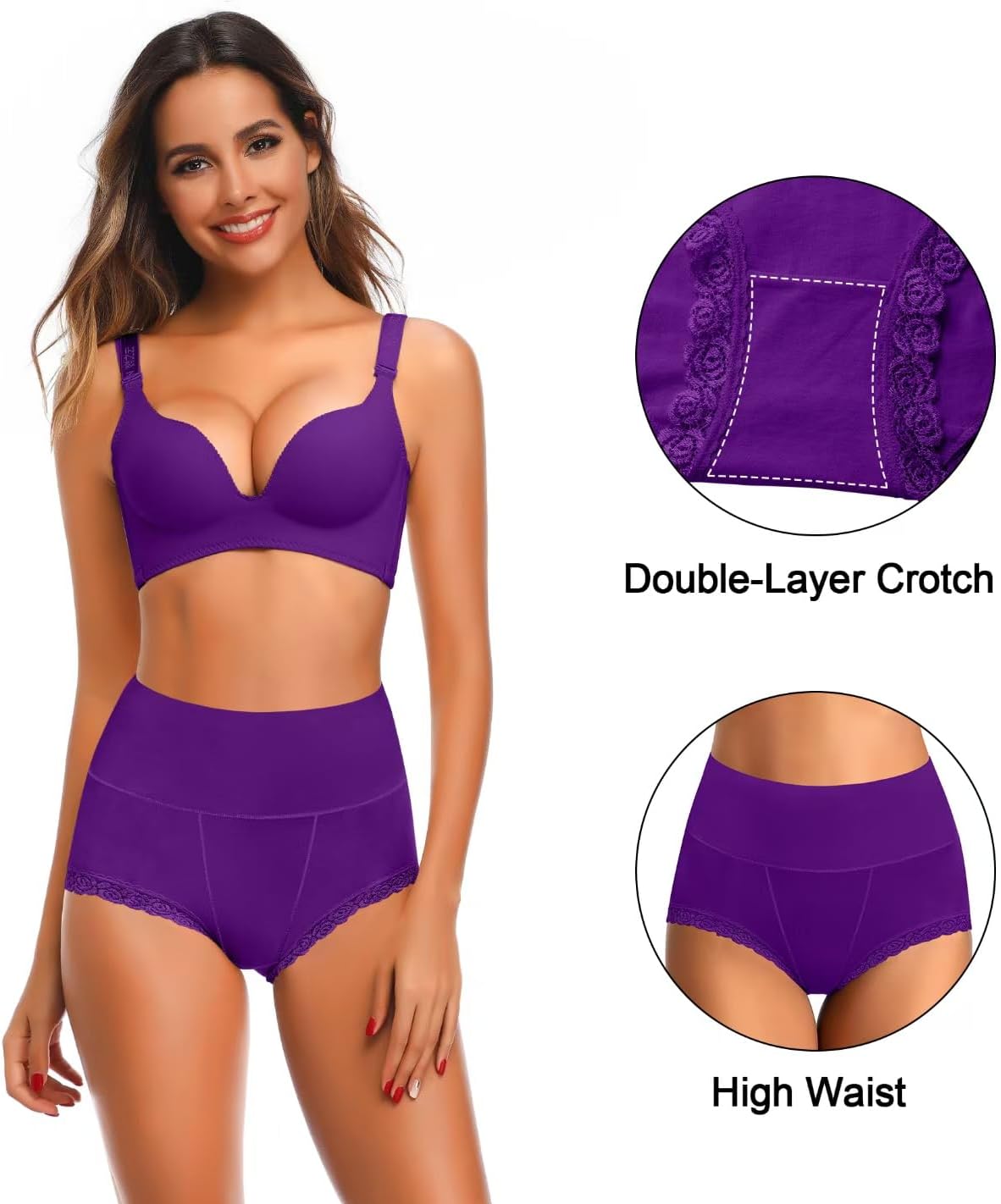 Womens Cotton Underwear,Ladies Soft Stretch Tummy Control Comfy No Muffin Panties Boyshorts · v2
