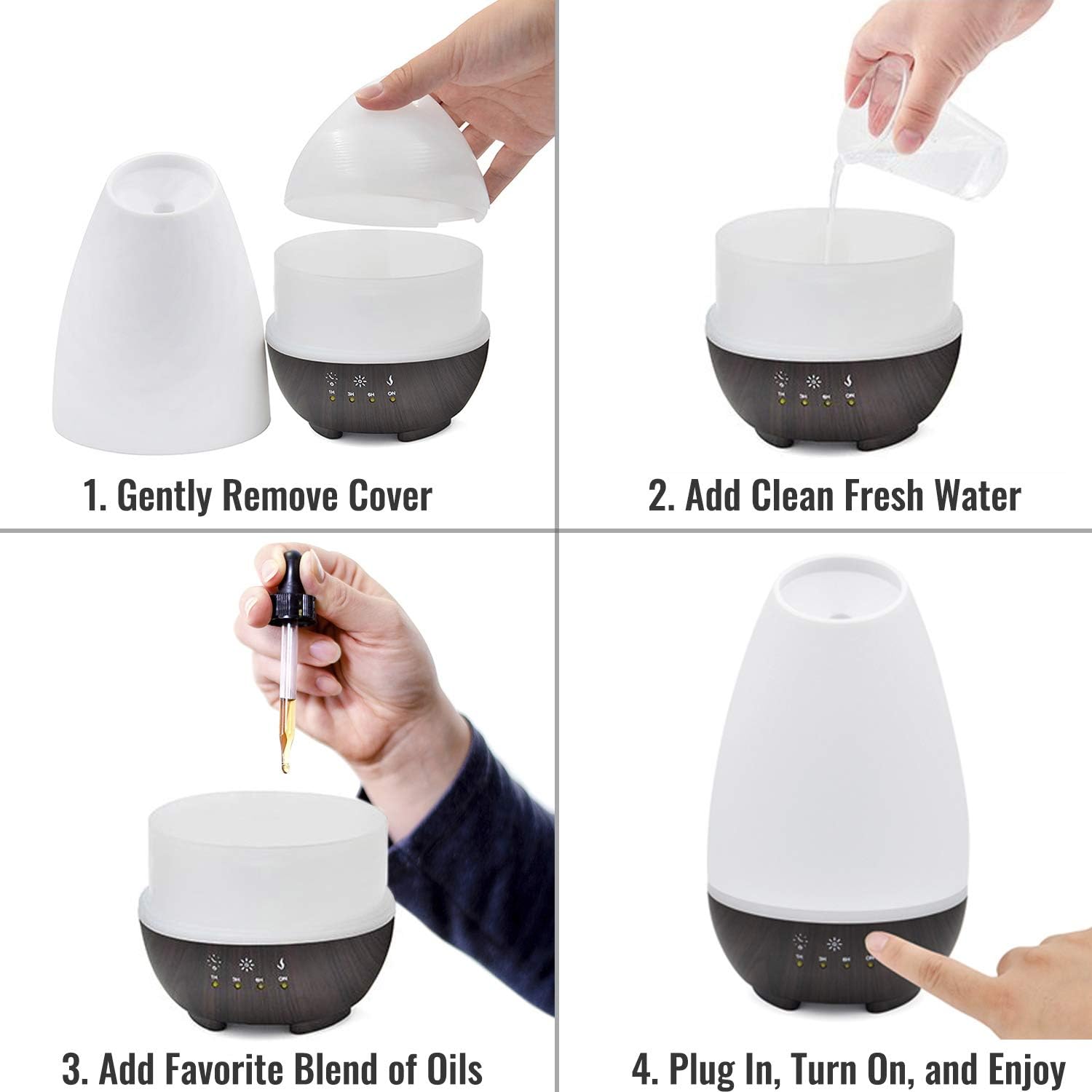 HealthSmart Uçucu Yağ Difüzörü, Soğuk Mist Nemlendirici ve Aromaterapi Difüzörü, Büyük Odalar için 500ML Tank, Ayarlanabilir Zamanlayıcı, Sis Modu ve 7 LED Işık Rengi ile Uygun FSA HSA, Beyaz