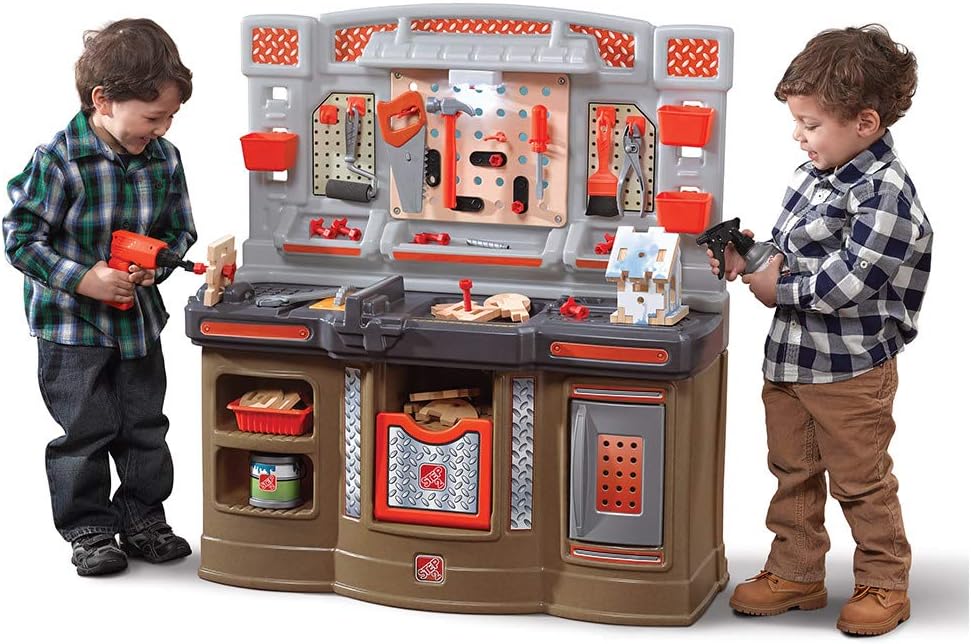 Step2 Big Builders Pro Kids Workbench, Indoor/Outdoor Tool Bench for Children, Interactive Play with Sounds, Made of Durable Plastic, Includes 45 Piece Toy Accessories, For Toddlers 3  Years Old · v4