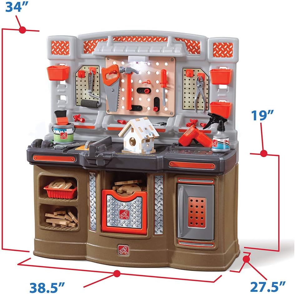 Step2 Big Builders Pro Kids Workbench, Indoor/Outdoor Tool Bench for Children, Interactive Play with Sounds, Made of Durable Plastic, Includes 45 Piece Toy Accessories, For Toddlers 3  Years Old · v4