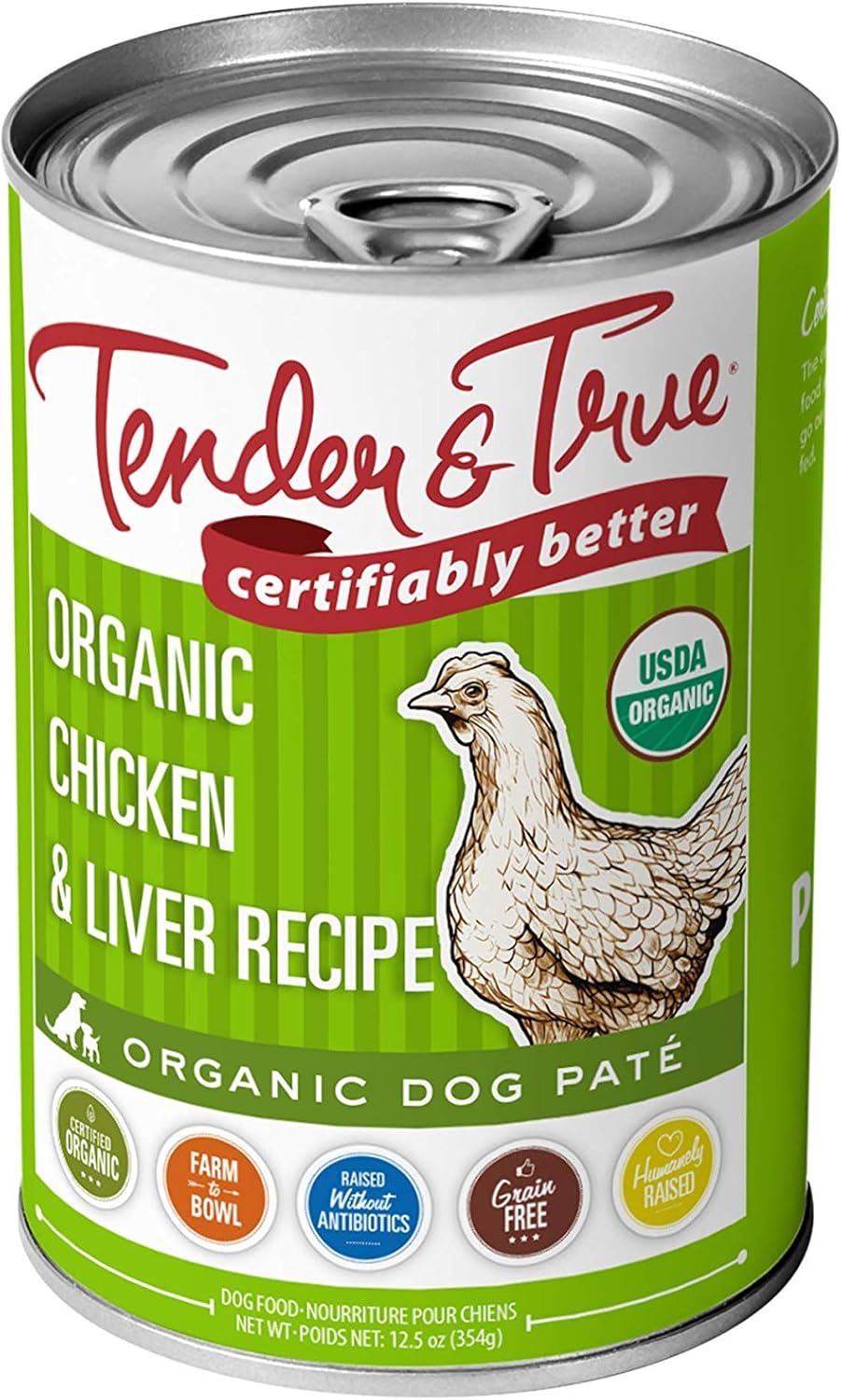 طعام كلاب Tender And True Pet Food، كبد دجاج عضوي، 12.5 أونصة (عبوة من 12 قطعة)