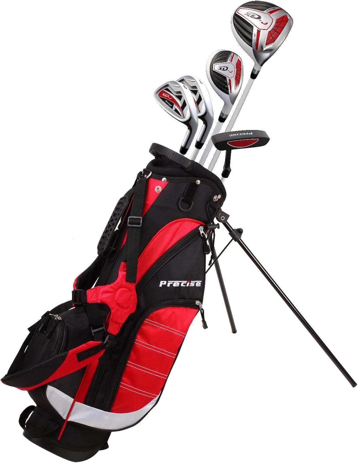 Straordinario set di mazze da golf per ragazzi con mano destra per bambini dai 6 agli 8 anni (altezza da 38 a 4'4 pollici), il set include: Driver (15"), Hybrid Wood (25*), 7, 9 Iron, Putter, borsa con supporto bonus 2 copricapi