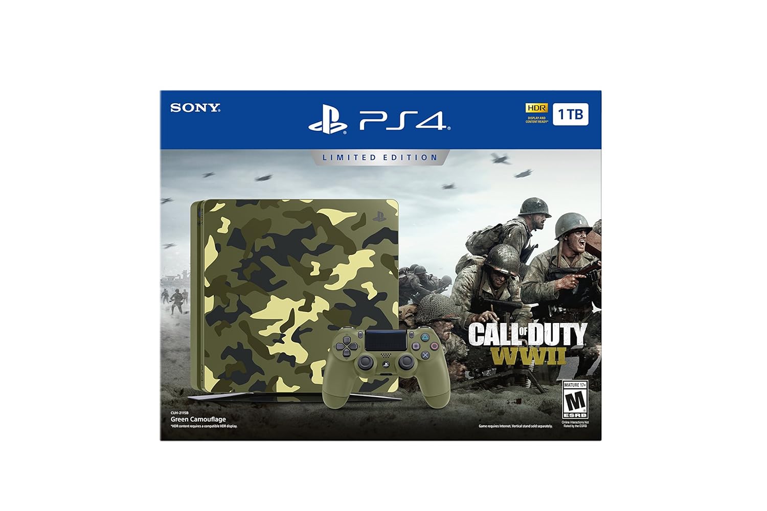 PlayStation 4 Slim 1TB Limited Edition Console - Call of Duty WWII Bundle [Discontinued] (Renewed)