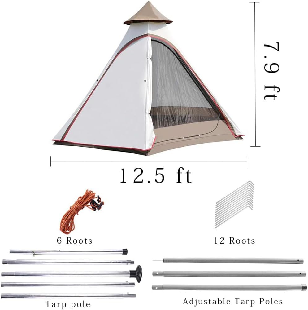 12x10'x8'Dome Camping Tent 5-6 Person 4 Season Double Layers Waterproof Anti-UV Windproof Tents Family Outdoor Camping Tent · v15