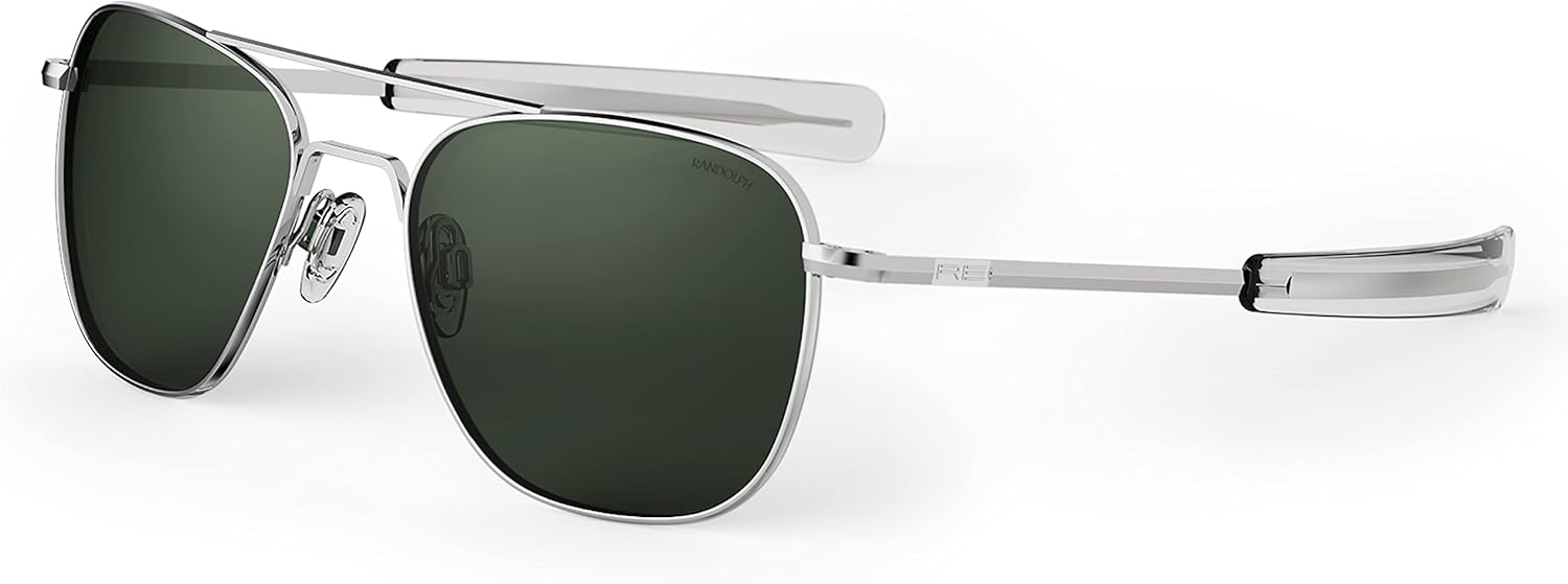 Randolph USA | Jasne chromowane klasyczne okulary przeciwsłoneczne Aviator dla mężczyzn i kobiet 100% UV