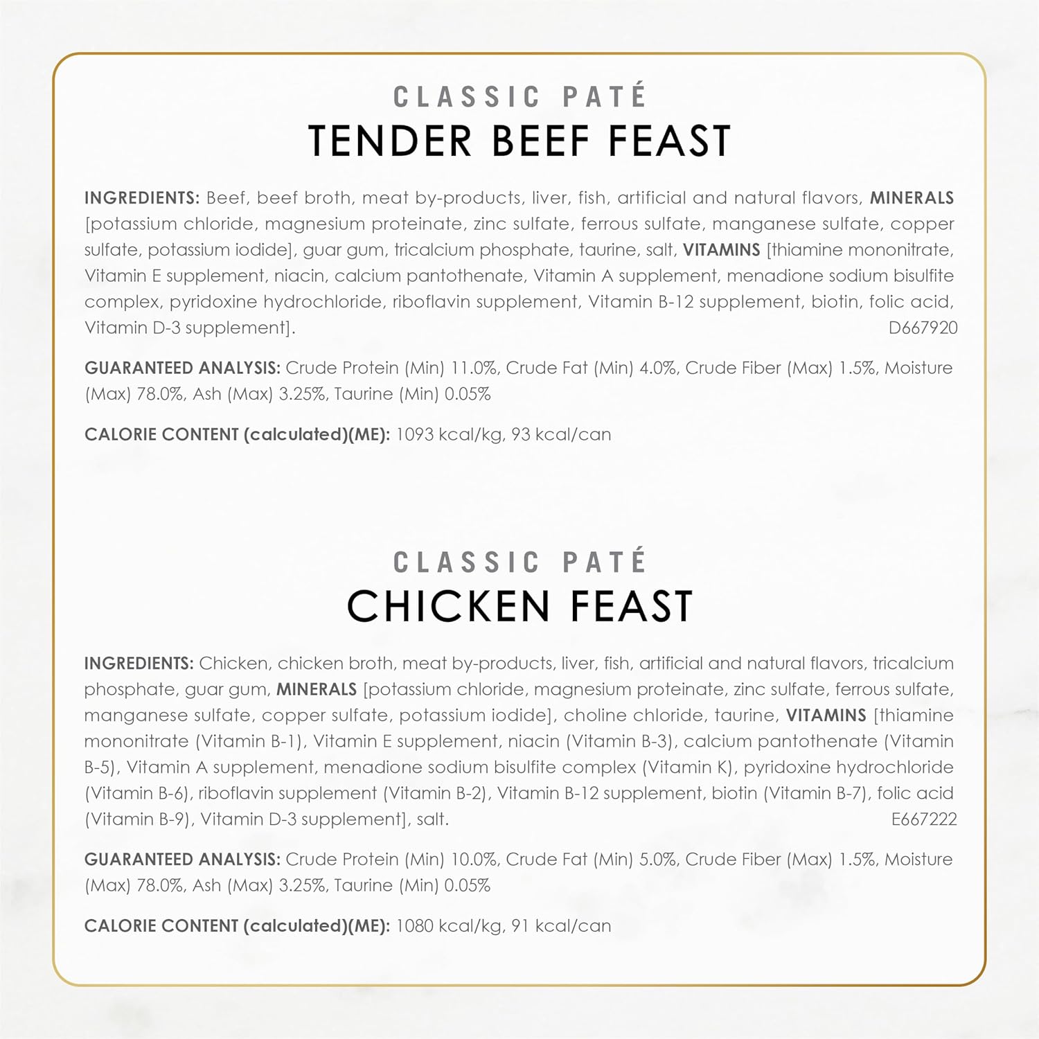 Fancy Feast Poultry and Beef Feast Classic Pate Collection, assortiment varié de nourriture humide sans céréales pour chats - (lot de 30) boîtes de 3 oz