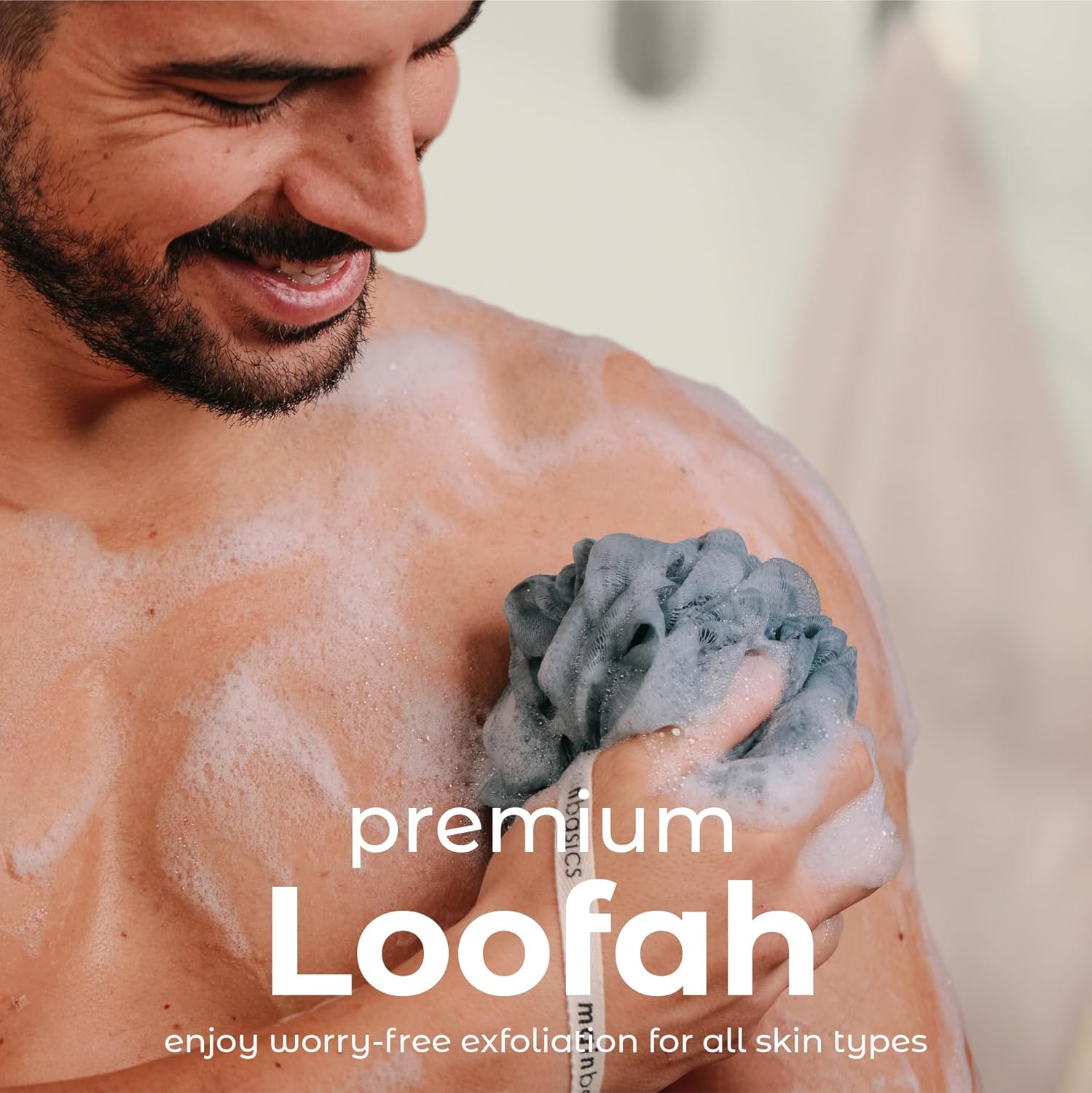 MainBasics Banyo Duşu Loofah Sünger Puf Vücut Yıkayıcı Ekfoliyatör Vücut Yıkama Süngeri (3'lü Set, Airy Blossom)