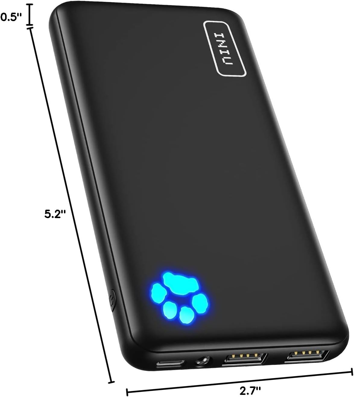 INIU 휴대용 충전기, 가장 얇은 10000mAh 5V/3A 파워뱅크, USB C inout 고속 충전 배터리 팩, iPhone 16 15 14 13 12 Samsung S22 S21 Google iPad 등과 호환되는 외부 전화 파워뱅크