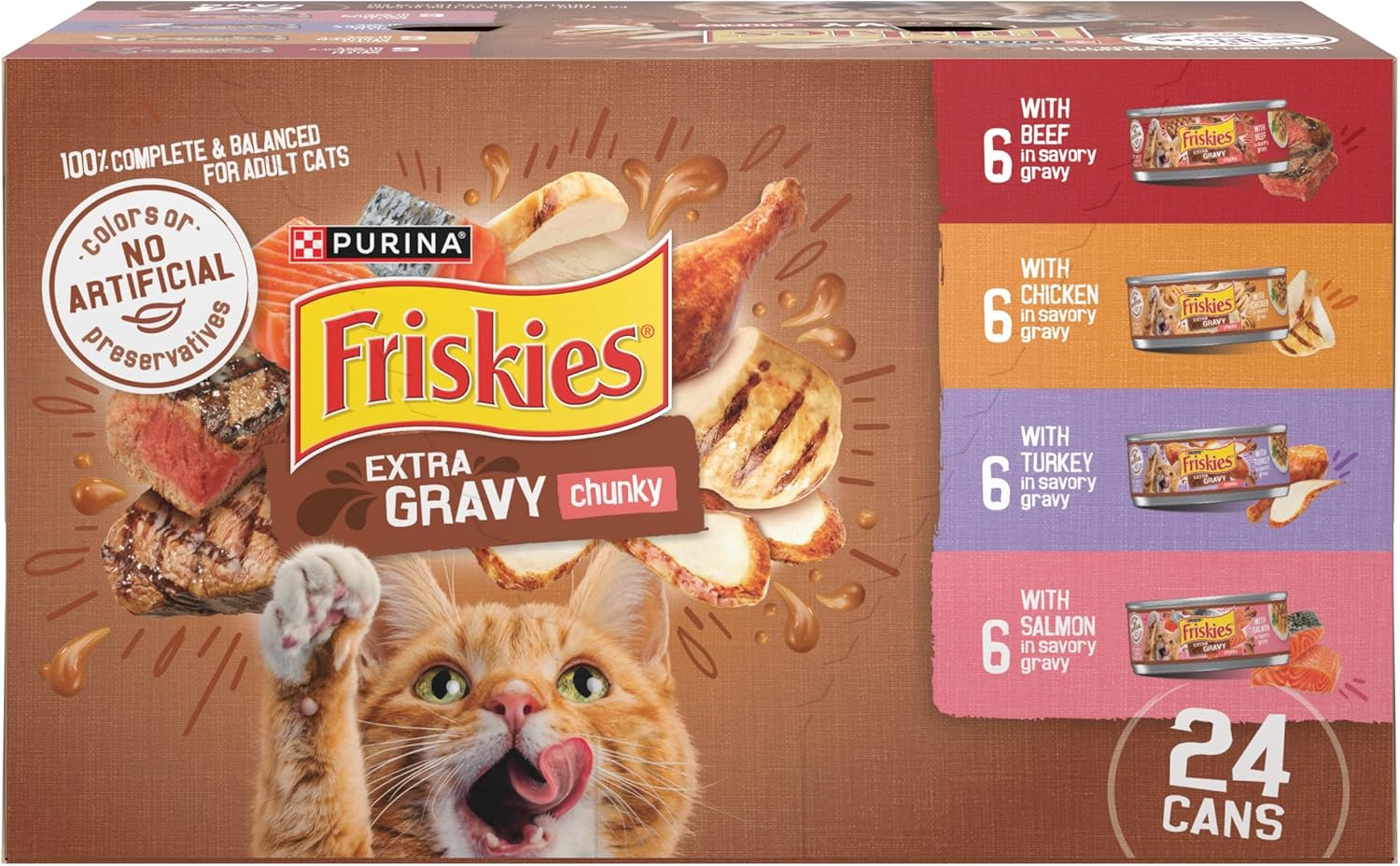 Purina Friskies Gravy Wet Cat Food Variety Pack, Extra Gravy Chunky - (Pack of 24) 5.5 oz. Cans · v2