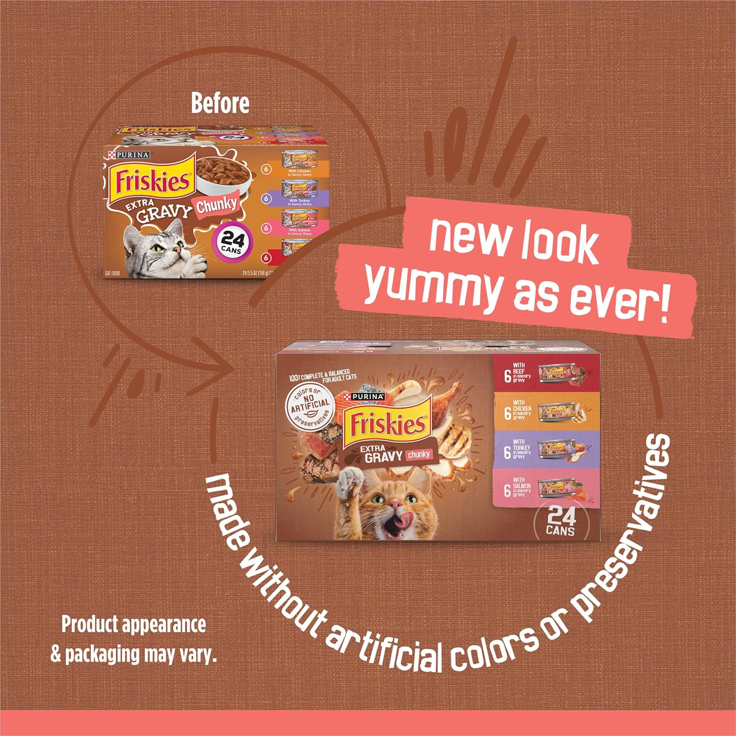 Nourriture humide pour chats Purina Friskies Gravy, extra sauce épaisse - (lot de 24) boîtes de 5,5 oz