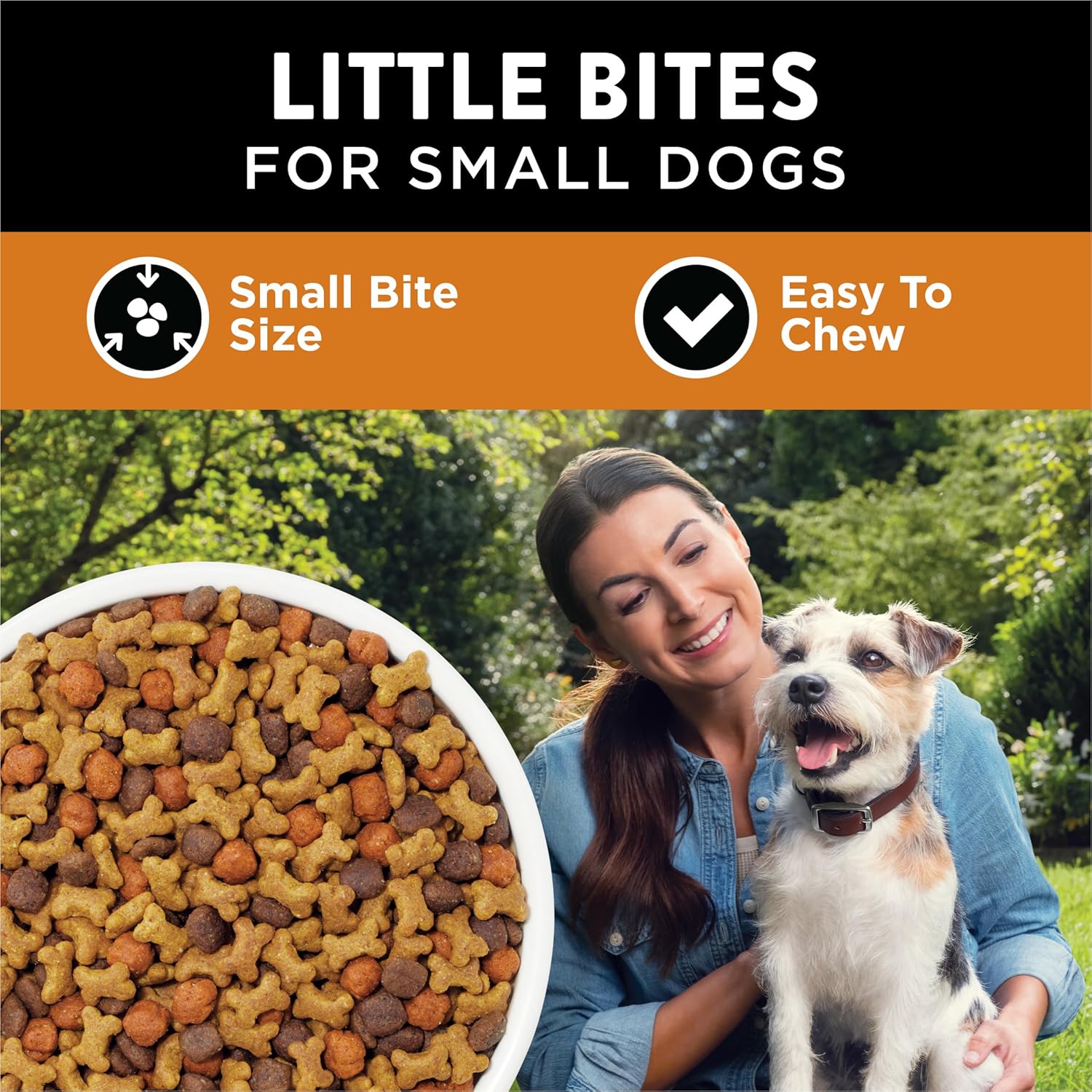 Purina Dog Chow Little Bites para perros de razas pequeñas, receta seca, con pollo y ternera de verdad, (paquete de 4) bolsas de 4 libras