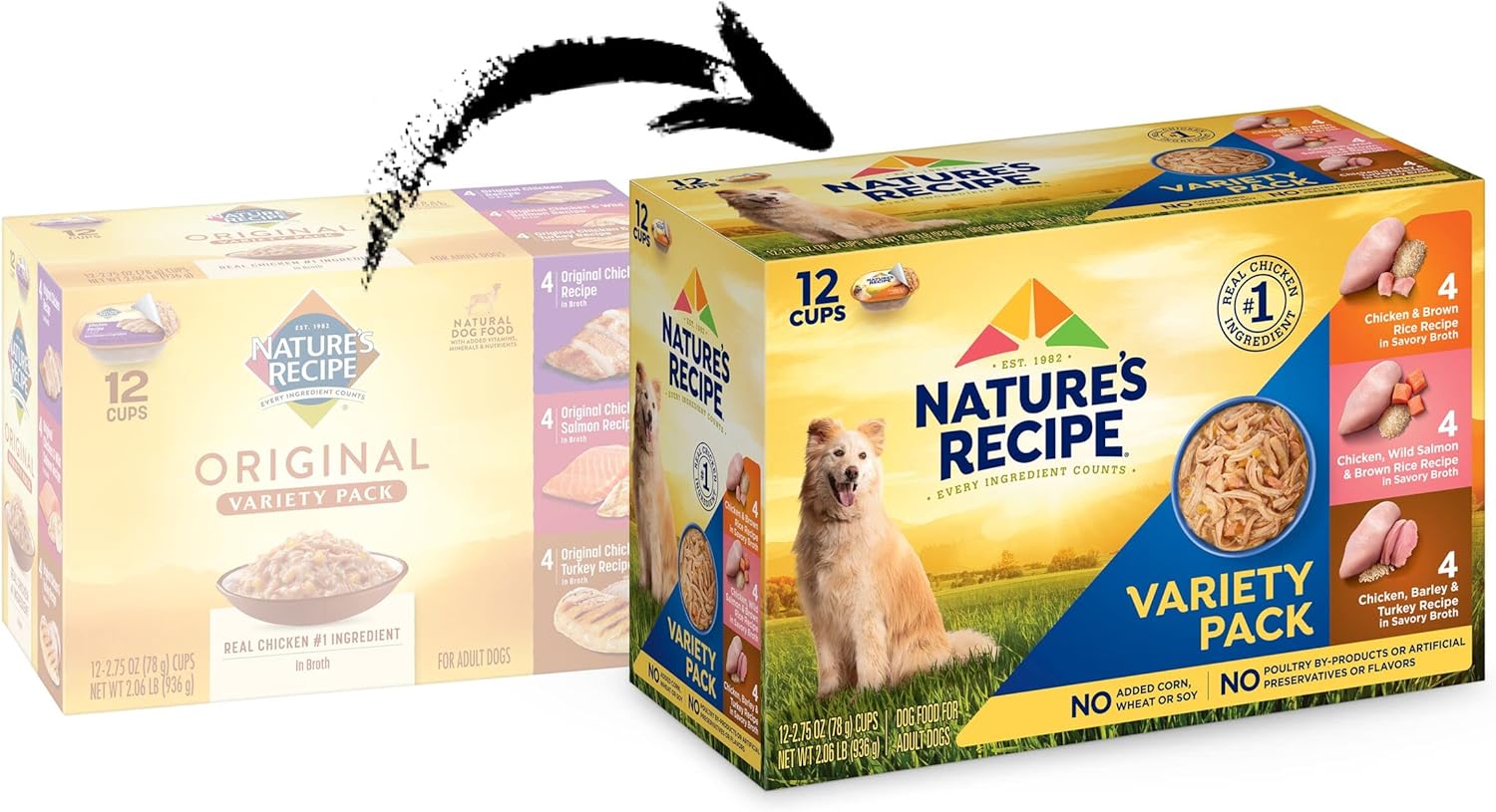 Nourriture humide pour chiens Natures Recipe, emballage varié, tasse de 2,75 onces (lot de 24)