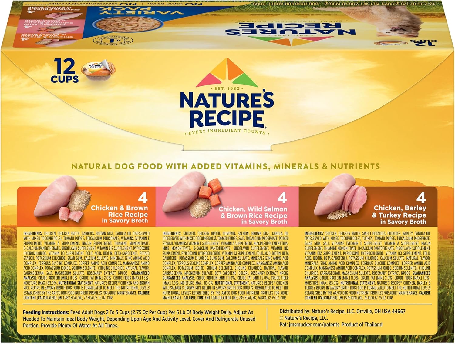 Nourriture humide pour chiens Natures Recipe, emballage varié, tasse de 2,75 onces (lot de 24)