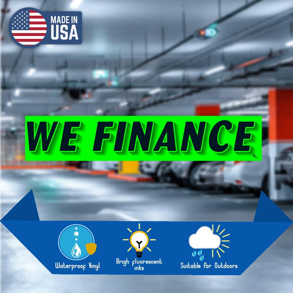 Versa Tags Dealership Stickers 12 Pack of We Finance Stickers Car Lot Windshield Slogan Decals RV Truck Auto Dealer Window for We Finance Stickers Black On Green · v3