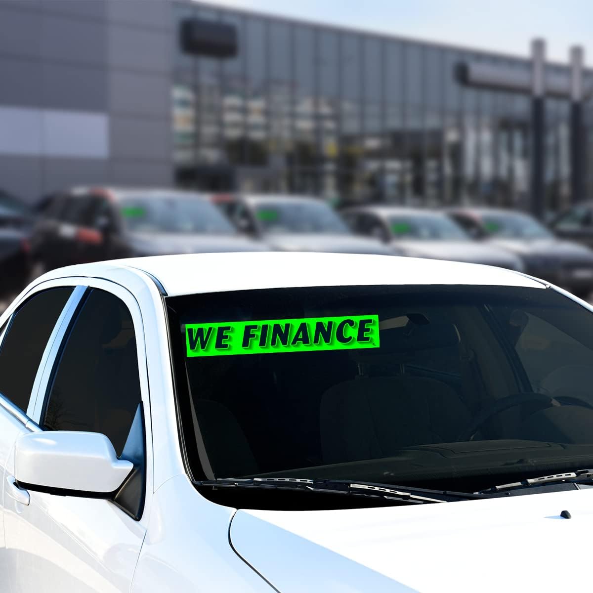 Versa Tags Dealership Stickers 12 Pack of We Finance Stickers Car Lot Windshield Slogan Decals RV Truck Auto Dealer Window for We Finance Stickers Black On Green · v3