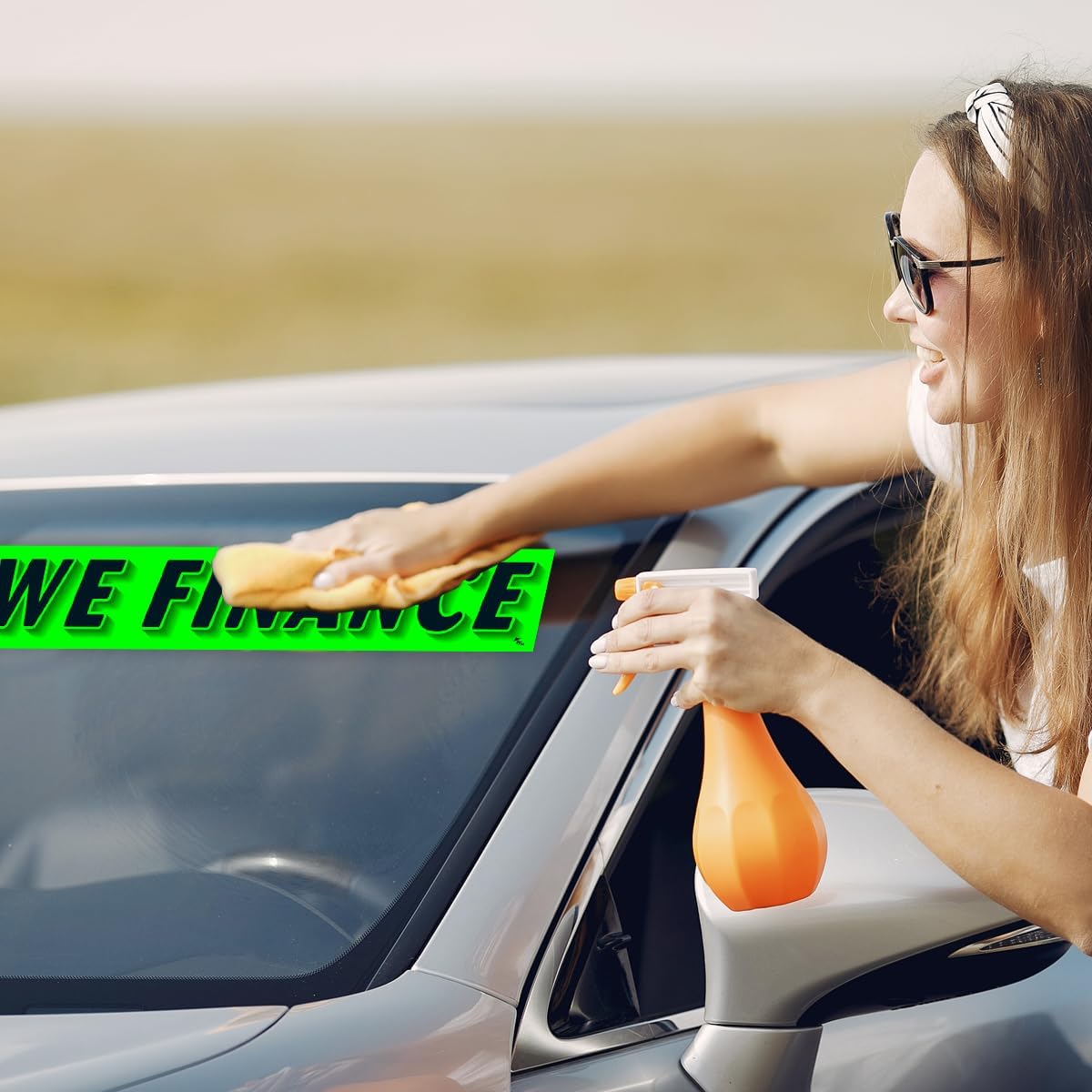 Versa Tags Dealership Stickers 12 Pack of We Finance Stickers Car Lot Windshield Slogan Decals RV Truck Auto Dealer Window for We Finance Stickers Black On Green · v3