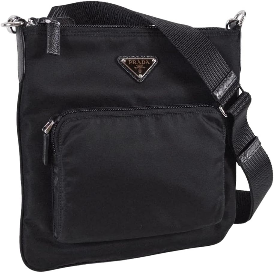 Prada Unisex Medium Black Tessuto Nylon Messenger Crossbody Handbag · v3