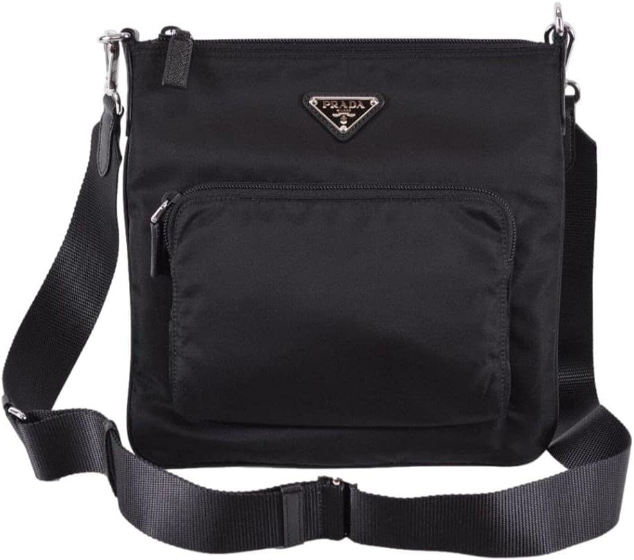 Prada Unisex Medium Black Tessuto Nylon Messenger Crossbody Handbag · v3
