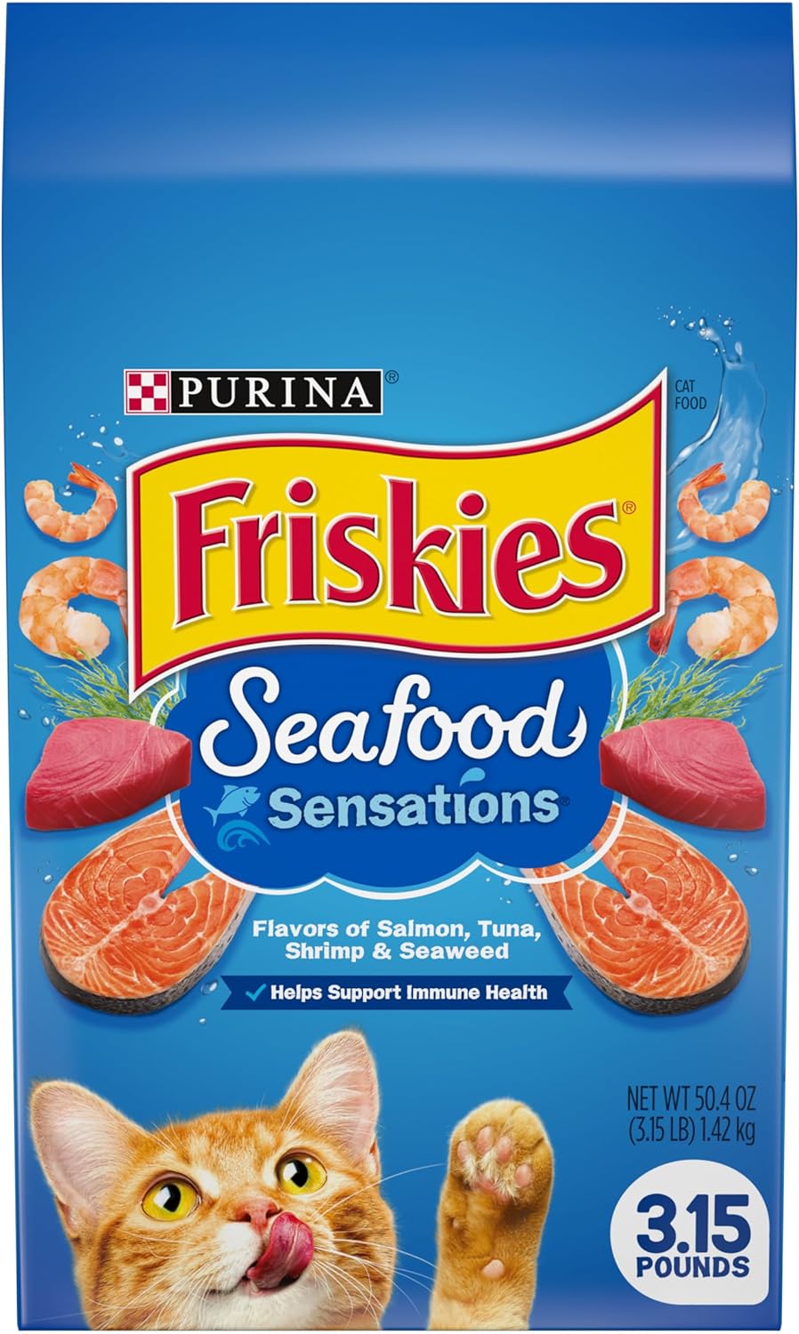 Nourriture sèche pour chats Purina Friskies, Seafood Sensations, 3,15 livres (lot de 4)