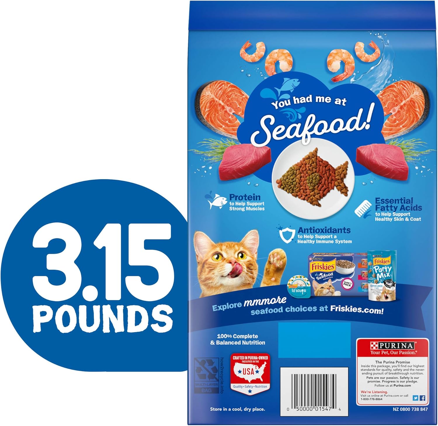 Nourriture sèche pour chats Purina Friskies, Seafood Sensations, 3,15 livres (lot de 4)