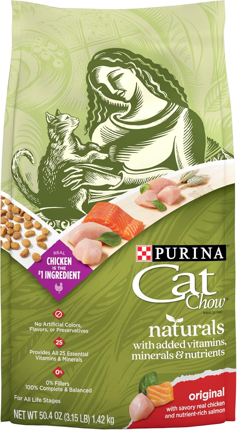 Purina Cat Chow Naturals With Added Vitamins, Minerals and Nutrients Dry Cat Food, Naturals Original - (Pack of 4) 3.15 lb. Bags · v2