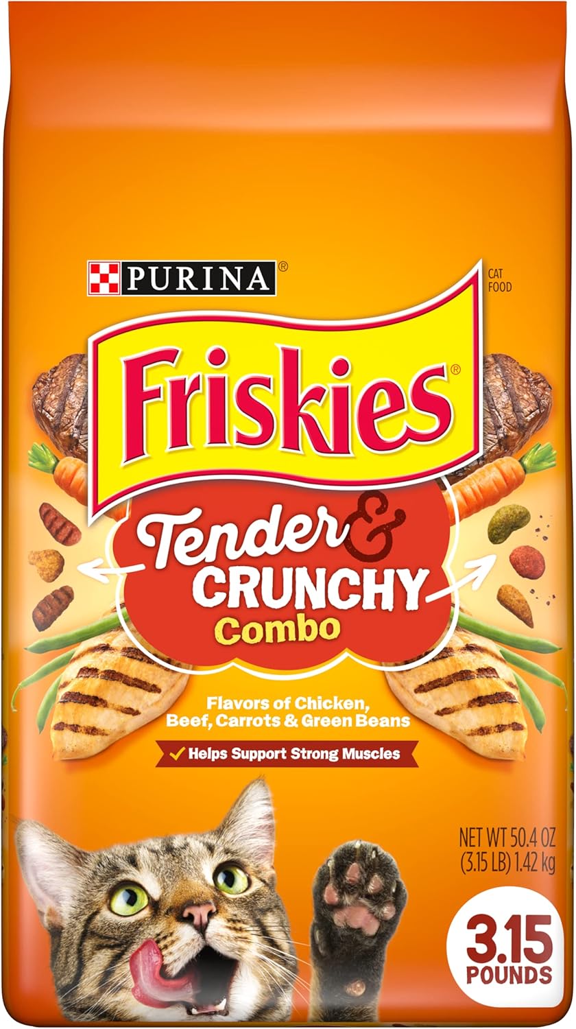 Nourriture sèche pour chats Purina Friskies, Tender Crunchy Combo - (Lot de 4) sacs de 3,15 livres
