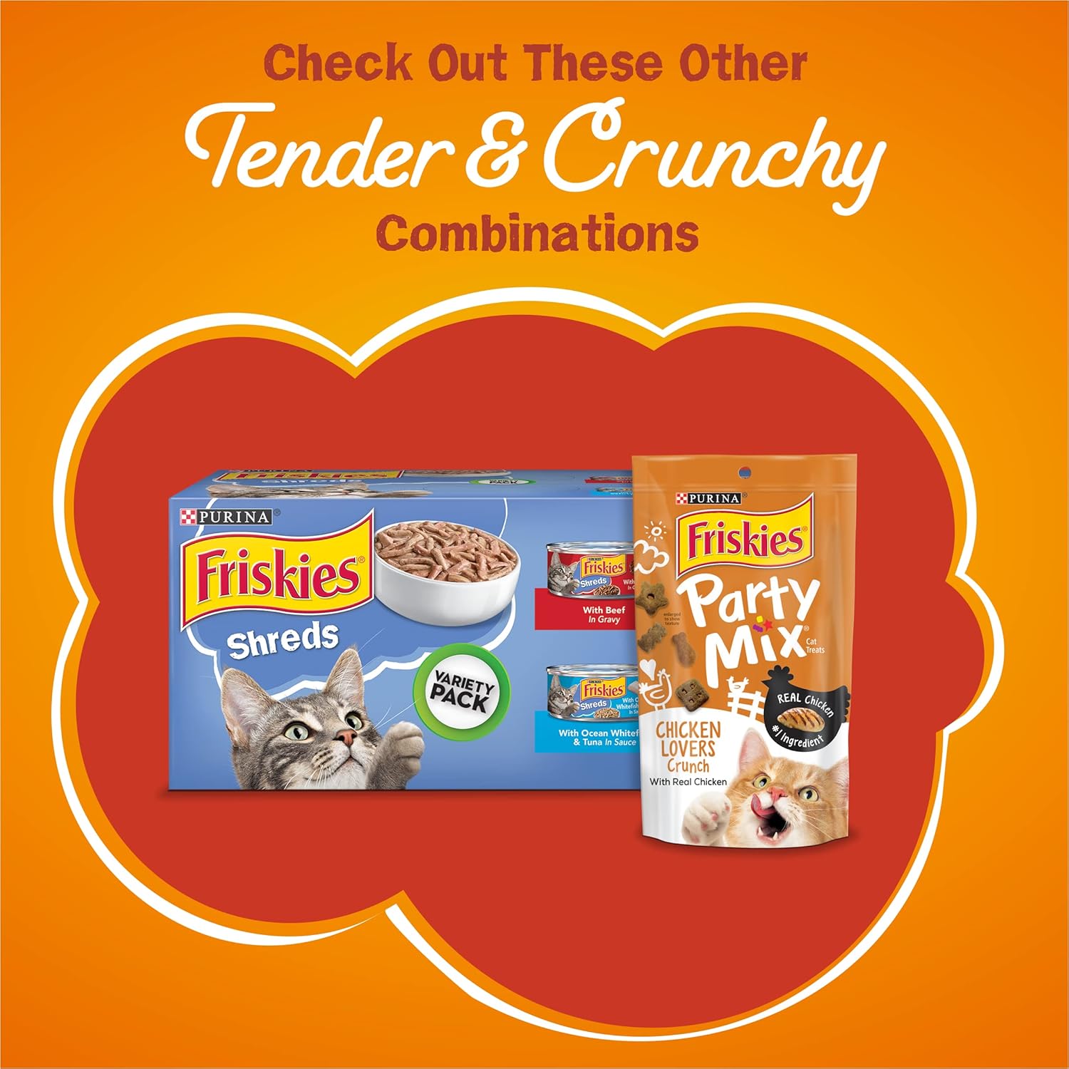 Comida seca para gatos Purina Friskies, combinación tierna y crujiente, paquete de 4, bolsas de 3,15 libras