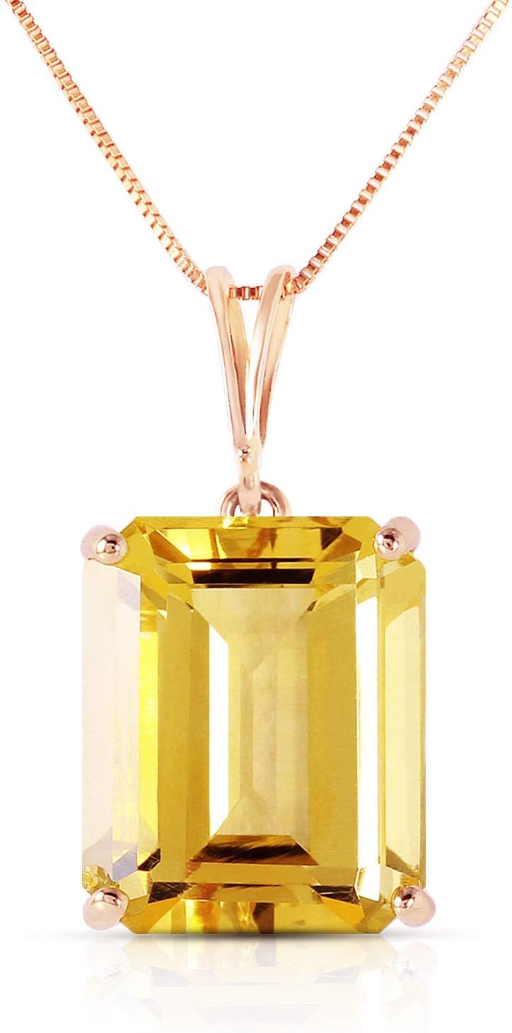 Galaxy Gold GG 14k Solid White, Rose,and Yellow Gold Necklace with 6.5 Carats Octagon-Cut Natural Citrine 1797 · v2