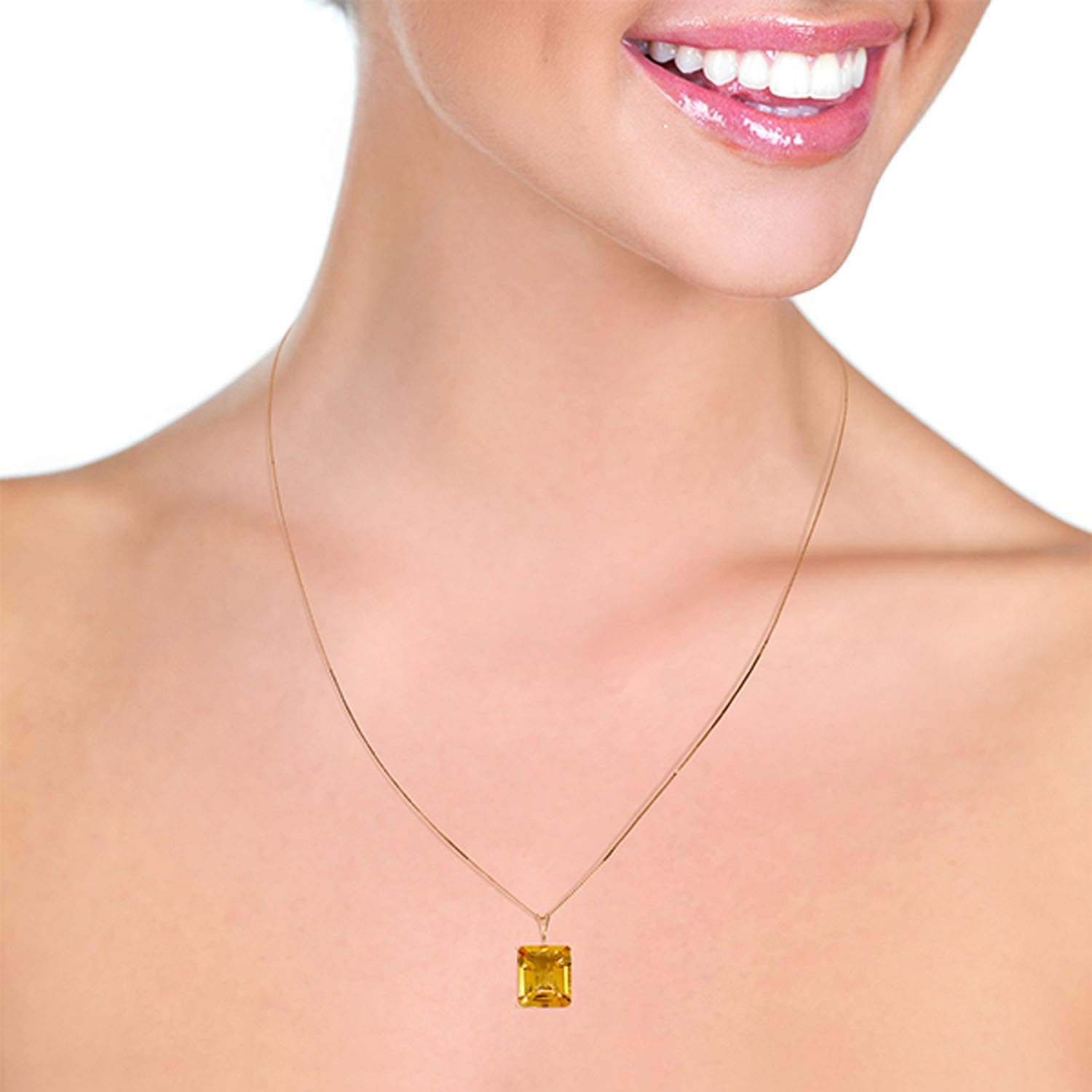 Galaxy Gold GG 14k Solid White, Rose,and Yellow Gold Necklace with 6.5 Carats Octagon-Cut Natural Citrine 1797 · v2