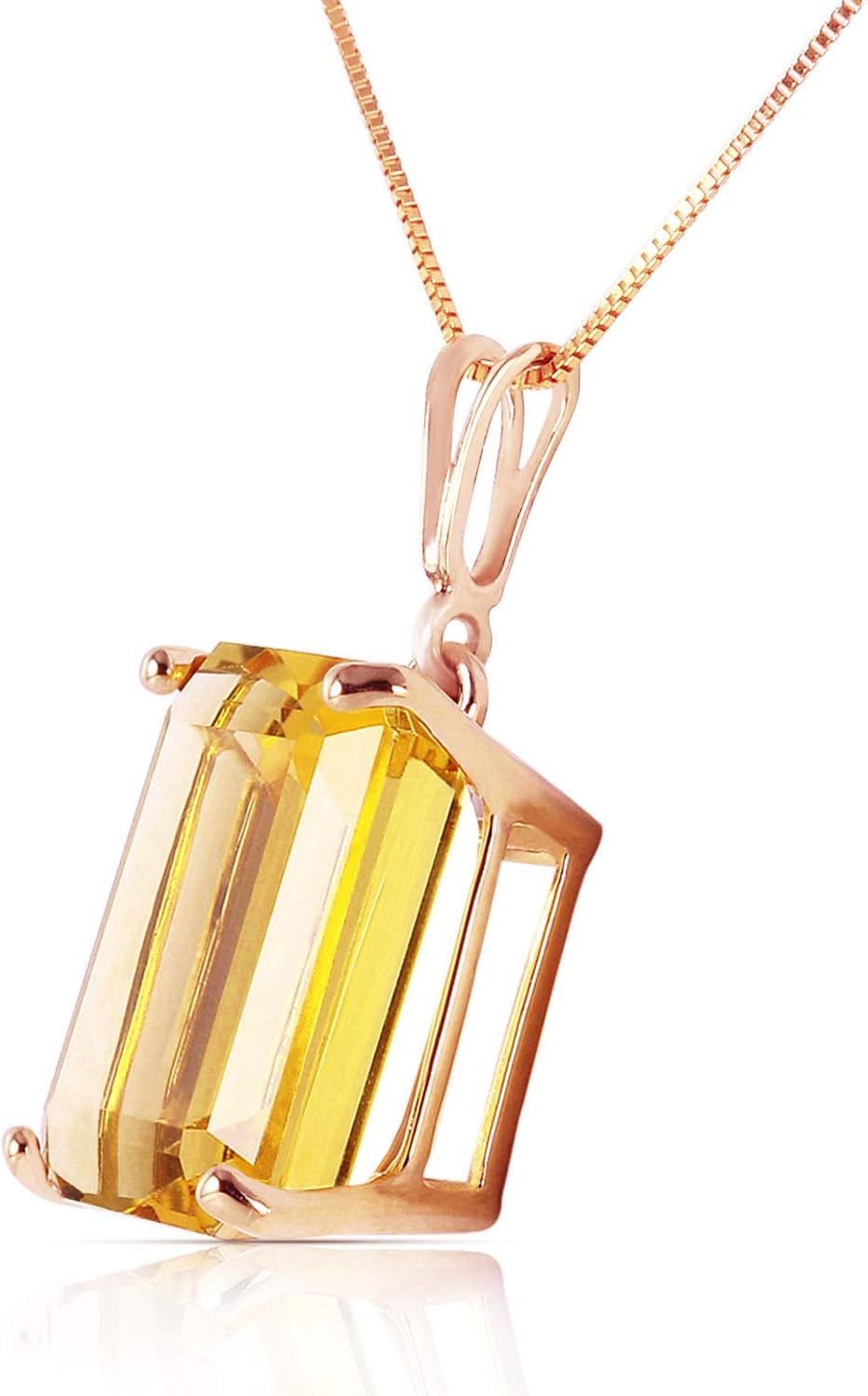 Galaxy Gold GG 14k Solid White, Rose,and Yellow Gold Necklace with 6.5 Carats Octagon-Cut Natural Citrine 1797 · v2