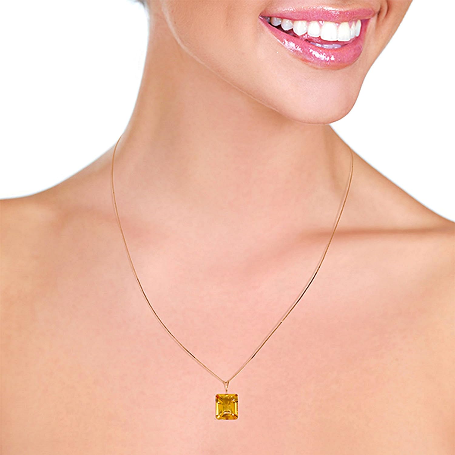 Galaxy Gold GG 14k Solid White, Rose,and Yellow Gold Necklace with 6.5 Carats Octagon-Cut Natural Citrine 1797 · v2
