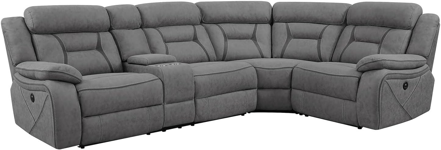 Coaster Home Furnishings Higgins 4피스 업홀스터드 파워 그레이 섹셔널, 125.5 L x 114.5\ W x 40\ H (600370)
