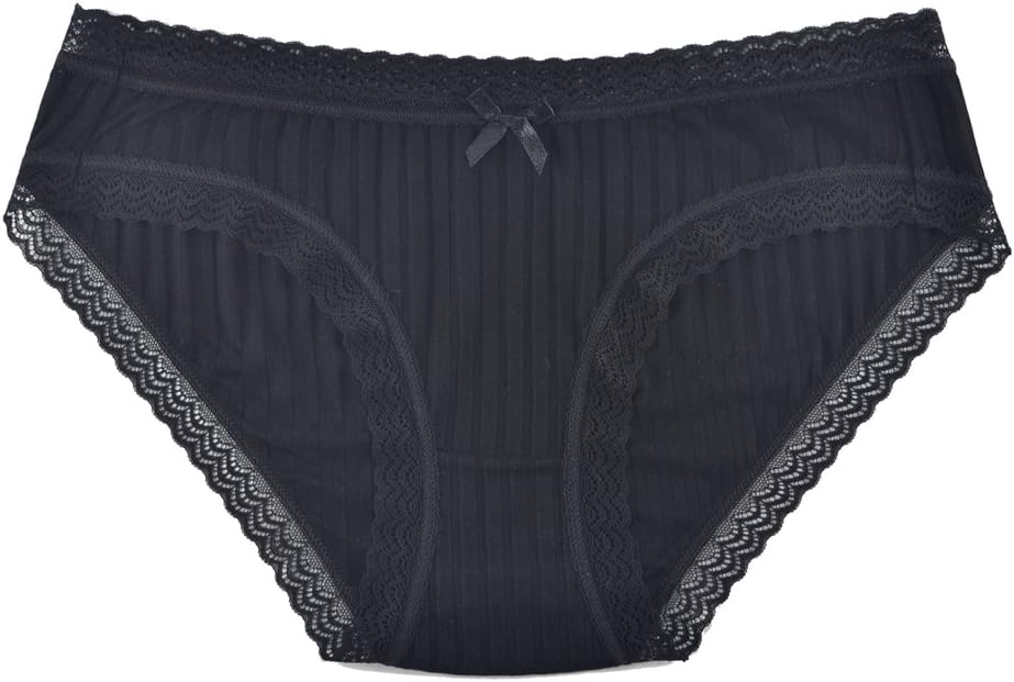 KNITLORD Damenunterwäsche, weiche Bikinihose aus Baumwolle oder Viskose, Spitzenbesatz, 5er-Pack