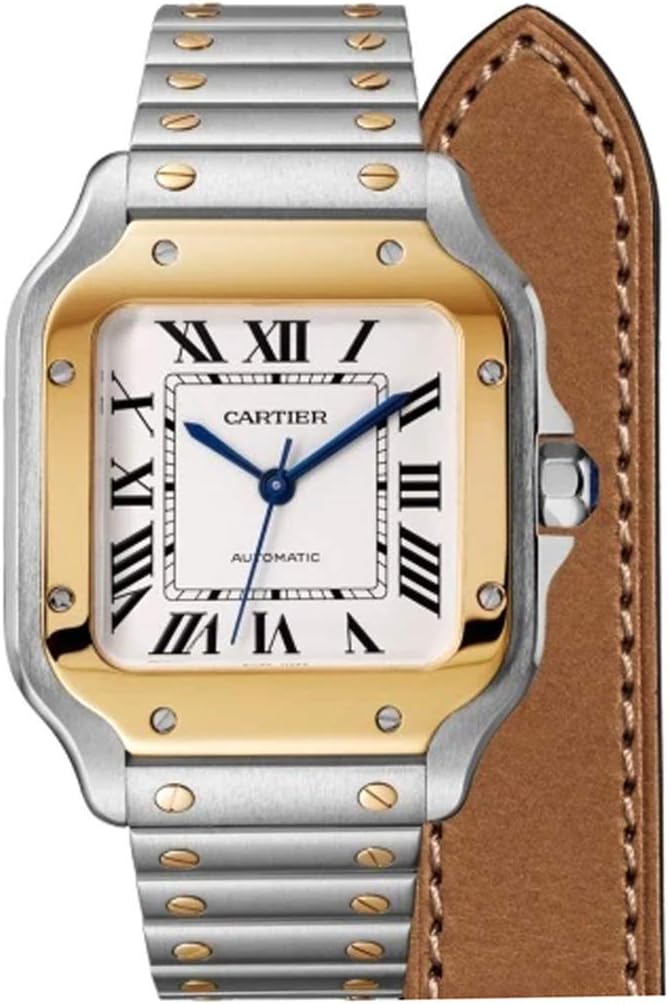 Cartier Santos Automatic Silvered Opaline Dial Steel and 18kt Yellow Gold Mens Watch W2SA0006 · v3