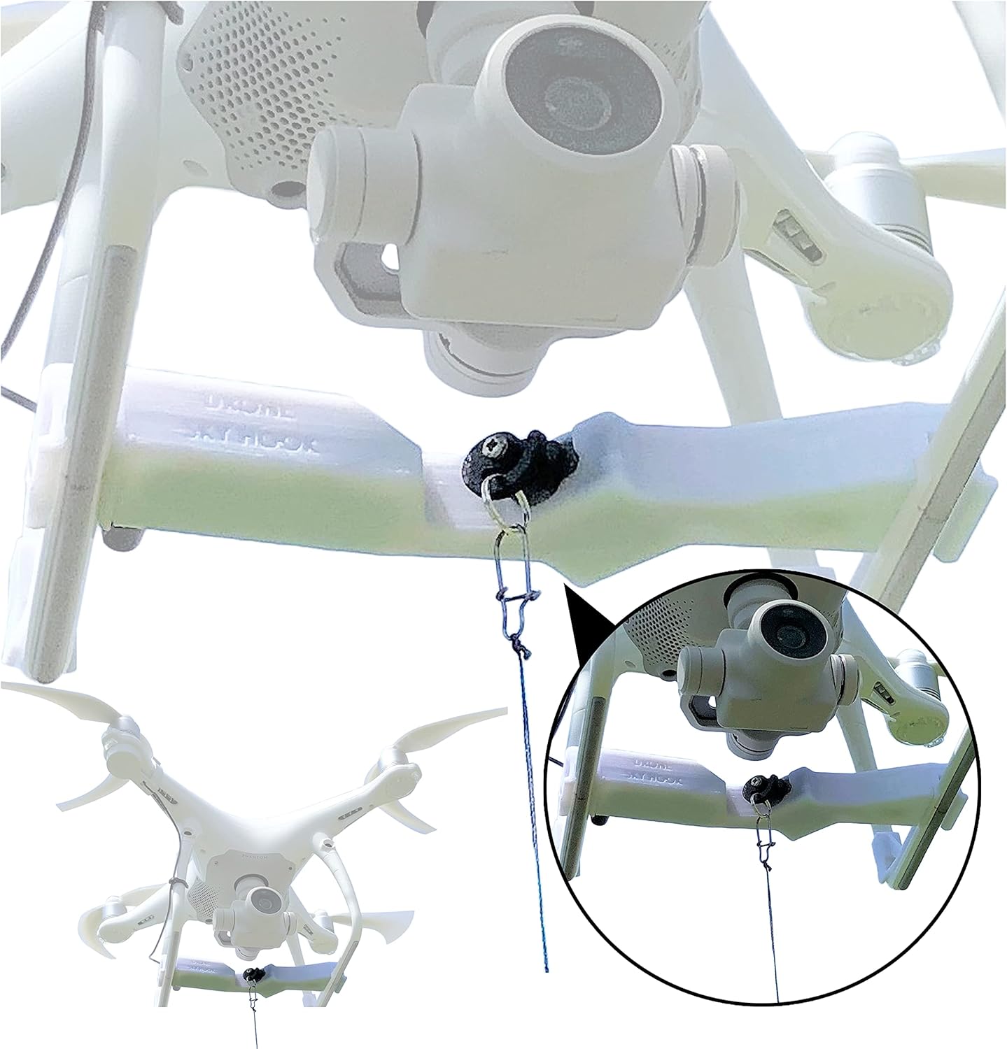 Dispositivo professionale Release and Drop per DJI Phantom 4 (tutti i modelli) — Drone Fishing, Bait Release, Load Delivery, Search and Rescue and Fun — Brevetto statunitense - di DRONE SKY HOOK
