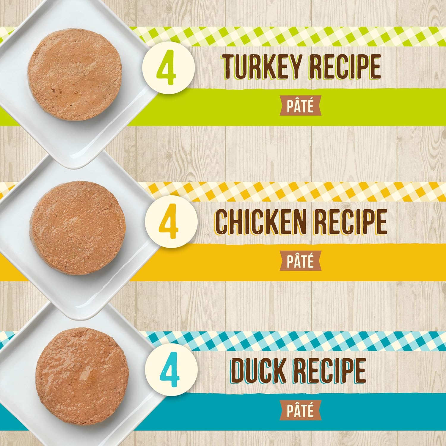 Pâté en conserve de qualité supérieure Merrick Purrfect Bistro, pâté en conserve pour adultes, emballage varié, poulet, canard, dinde - (lot de 12) boîtes de 5,5 oz